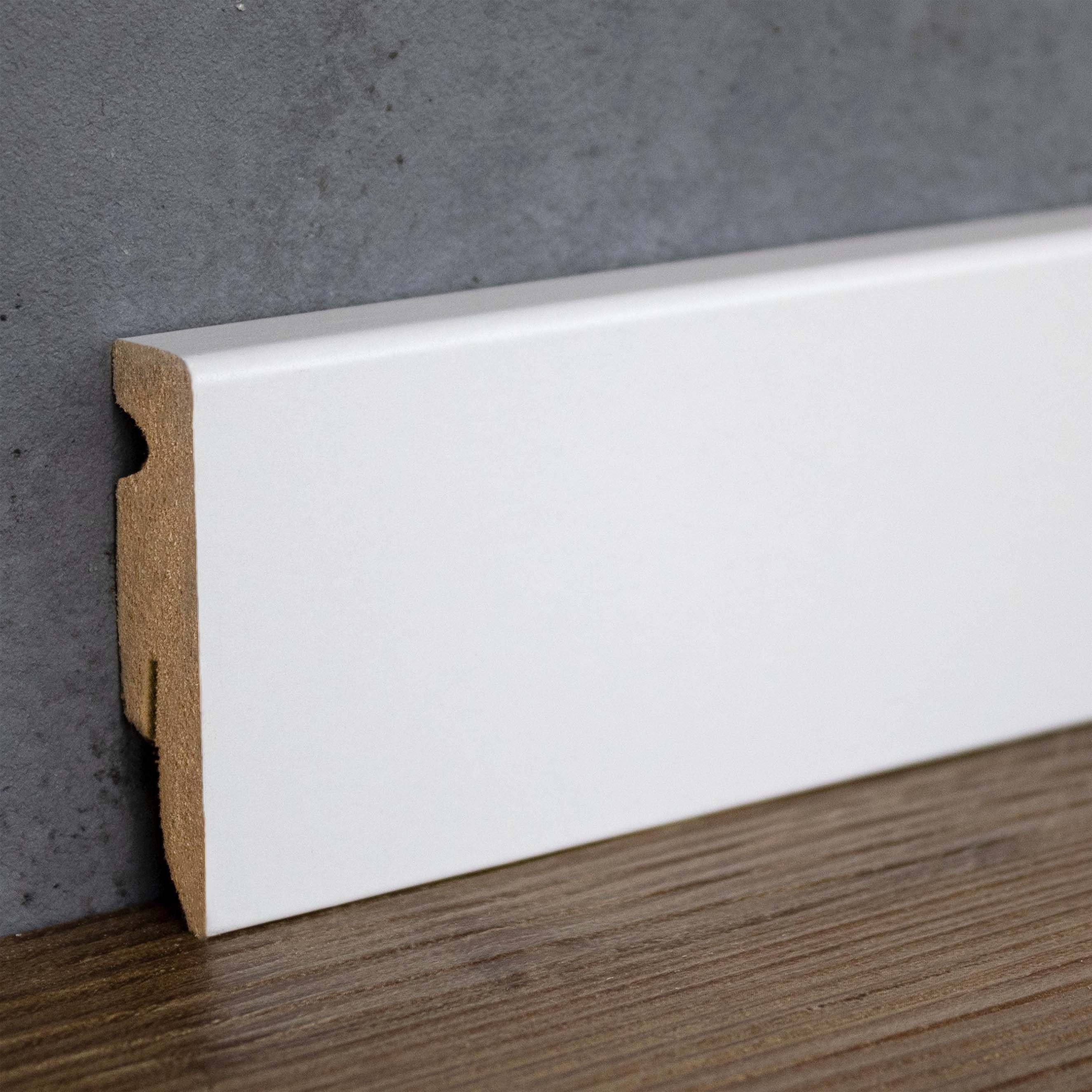 PROVISTON Sockelleiste MDF, 15 x 58 x 2400 mm, Weiß, Fußleiste, MDF foliert, L: 240 cm