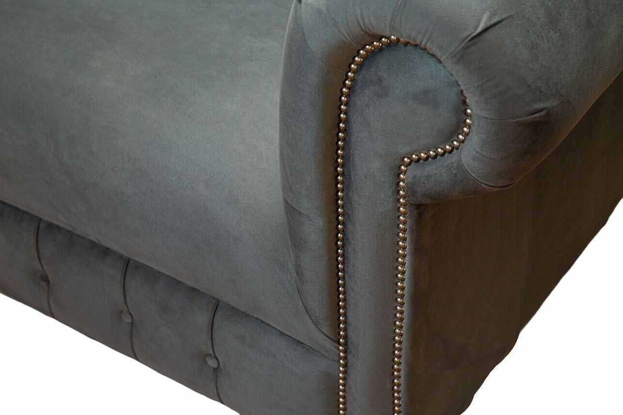 JVmoebel Sofa Graublaue Chesterfield Textil Luxus, Made Sofa Design Europe Sofa In Sitzer 2 Polster