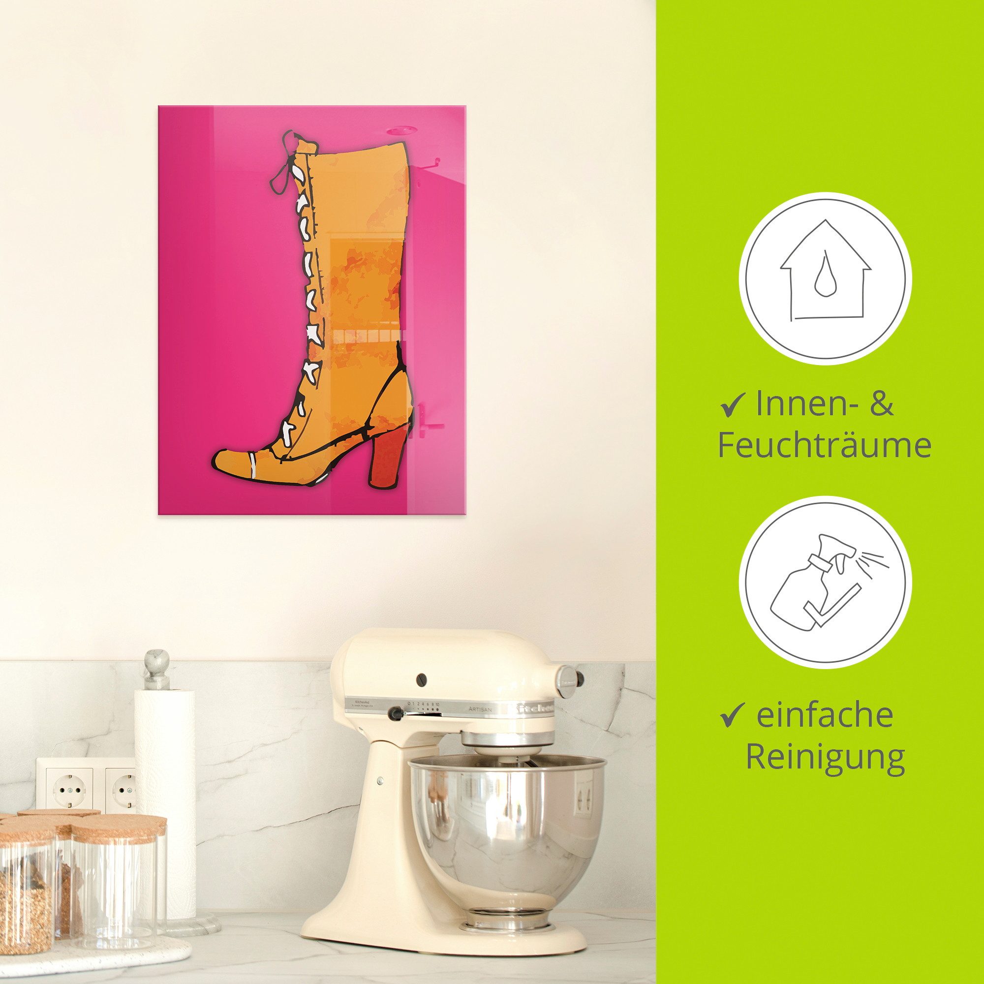 Artland Glasbild Stiefel, Fashion (1 St), in verschiedenen Größen