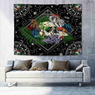 Wandteppich Wandteppich Baum des Lebens Wandtuch Lebensbaum Schwarz Weiß Tapestry, CALIYO, Höhe: 130 mm, Wandtücher Wandbehang Wanddeko Wandkunst für Zimmer (150 x 130cm)