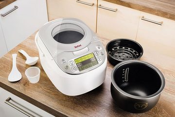 Tefal Multikocher RK8121 45 automatische Kochprogramme, Verzögerter Start, 750,00 W, 5,00 l Schüssel, Große Kapazität (5L) Edelstahl, LC-Display, Rezeptbuch und Zubehör