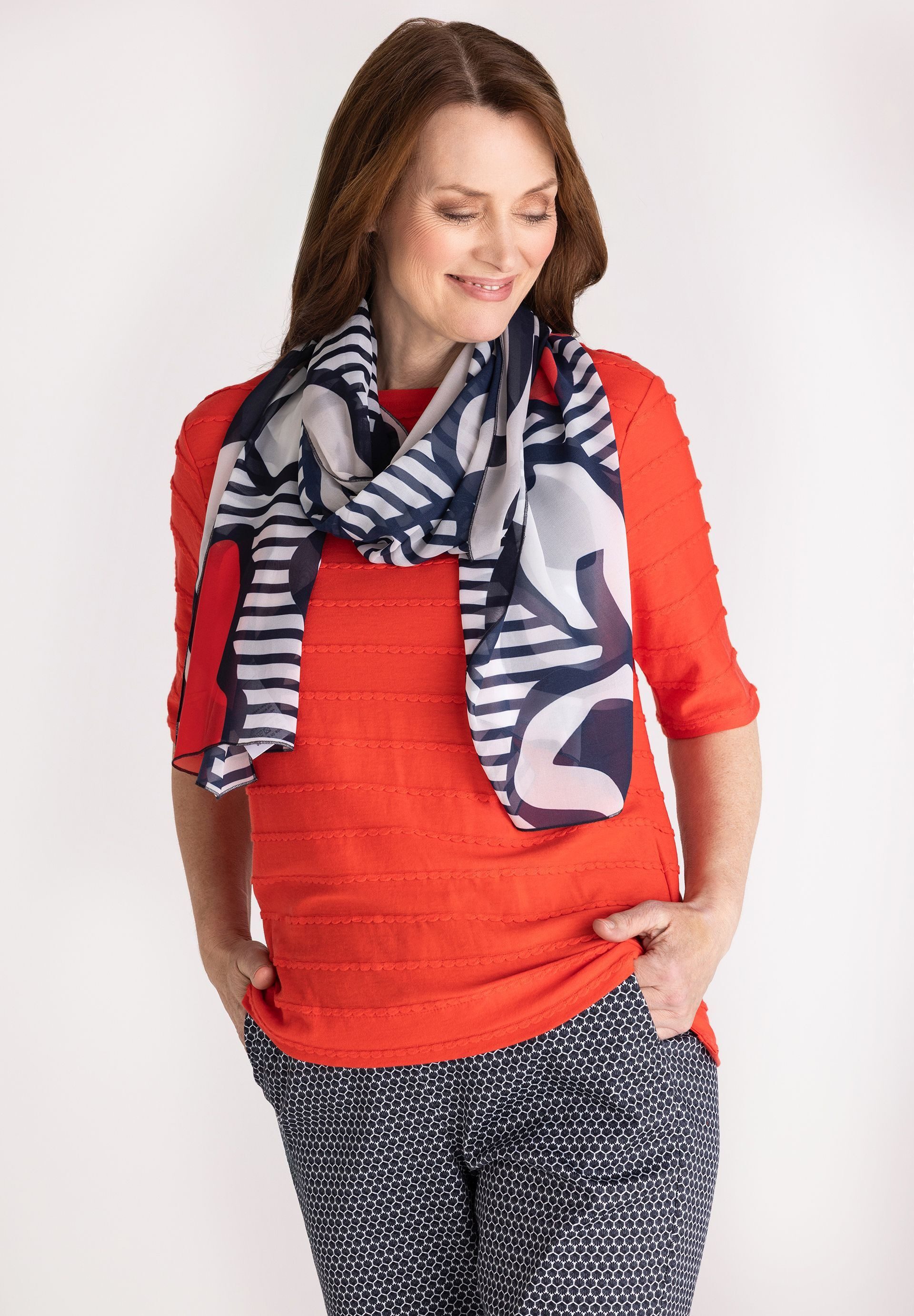 FRANK WALDER Halstuch mit Streifen-Print