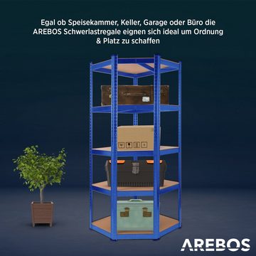Arebos Schwerlastregal 70x70x180 cm, Eckregal, 875kg, in 3 Farben, Stück