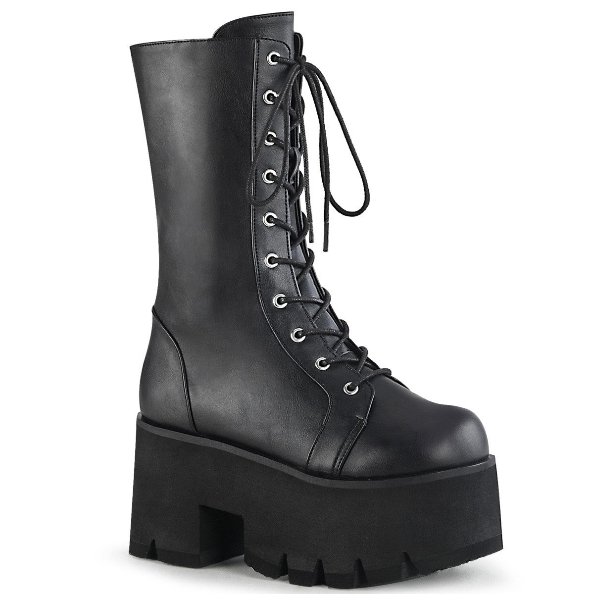 DemoniaCult Sale ASHES-105 vegane DemoniaCult Plateaustiefeletten schwarz Lederopt High-Heel-Stiefel