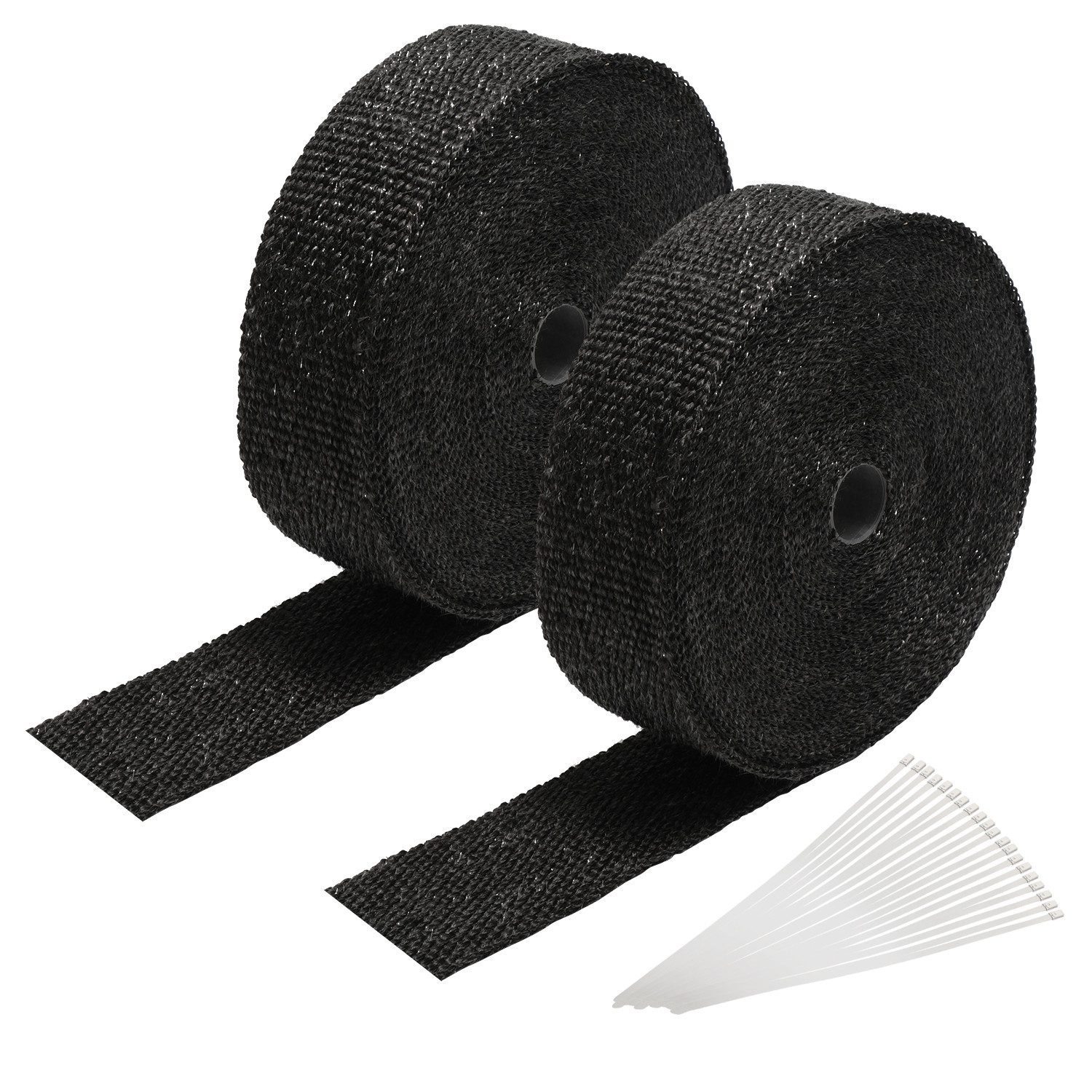 Clanmacy Auspuff-Flexrohr 2 Stücke Titan Hitzeschutzband 10M Auspuffband mit Metallkabelbinder