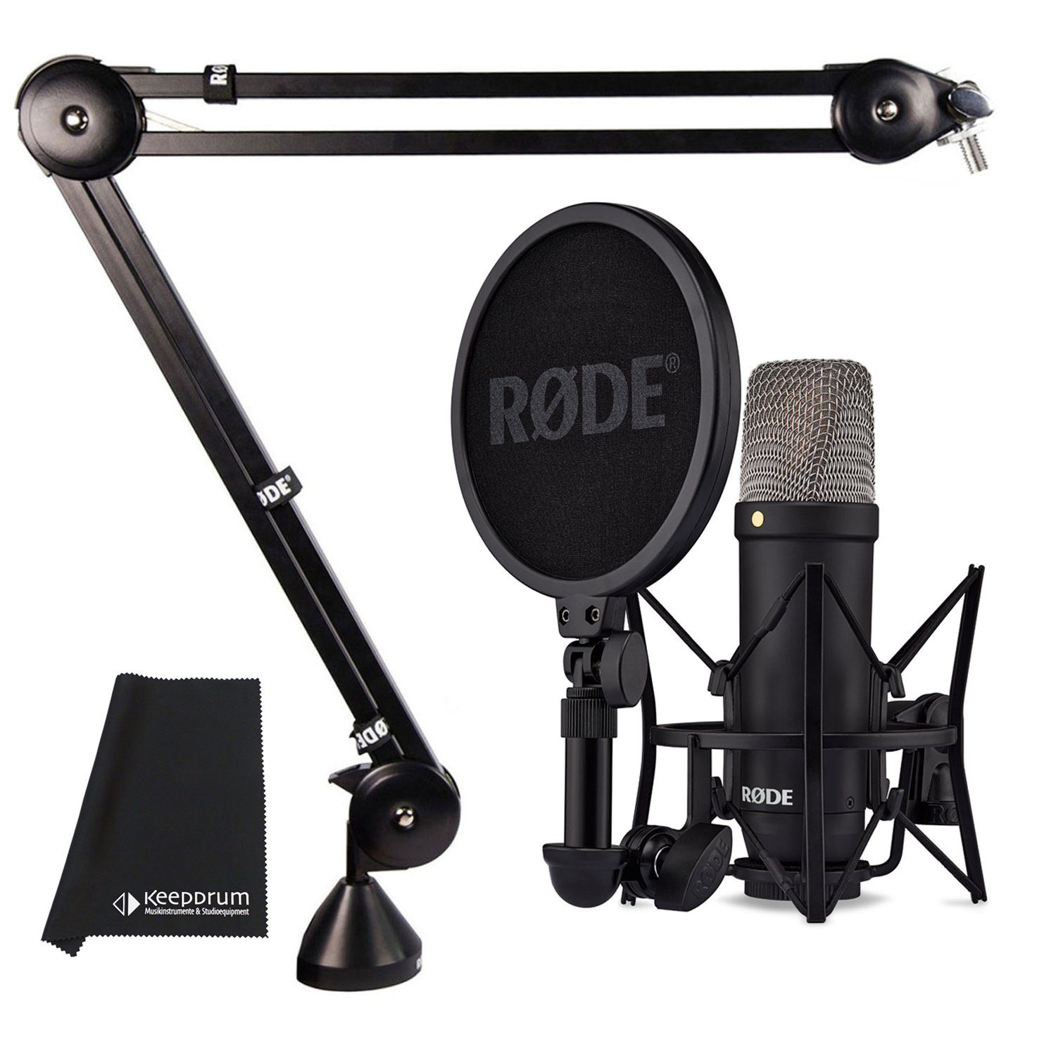 RØDE Mikrofon NT1 Signature Black (mit Gelenkarm-Stativ und Tuch)