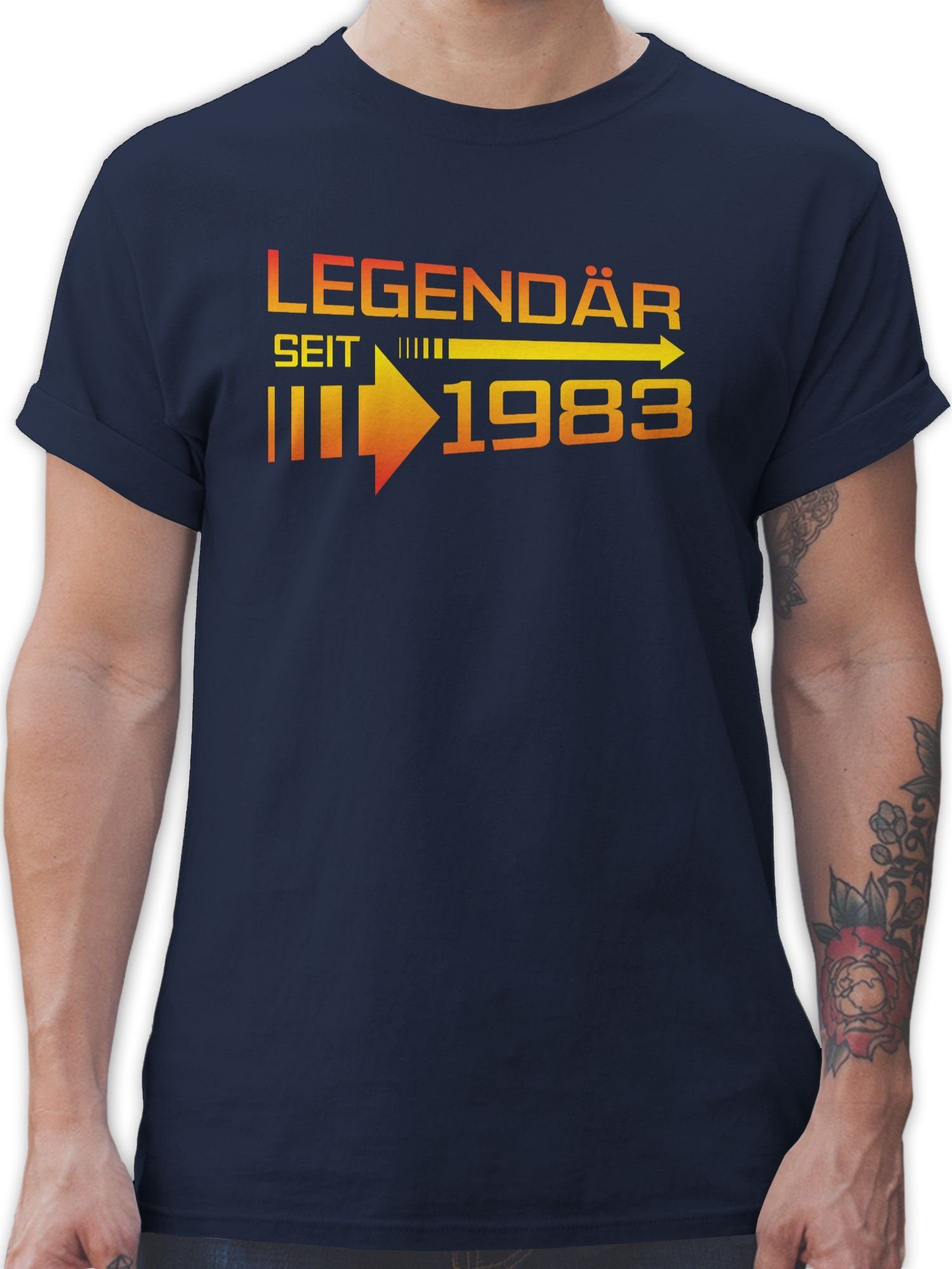 Shirtracer T-Shirt Legendär seit 1983 orange / gelb 40. Geburtstag 02 Navy Blau