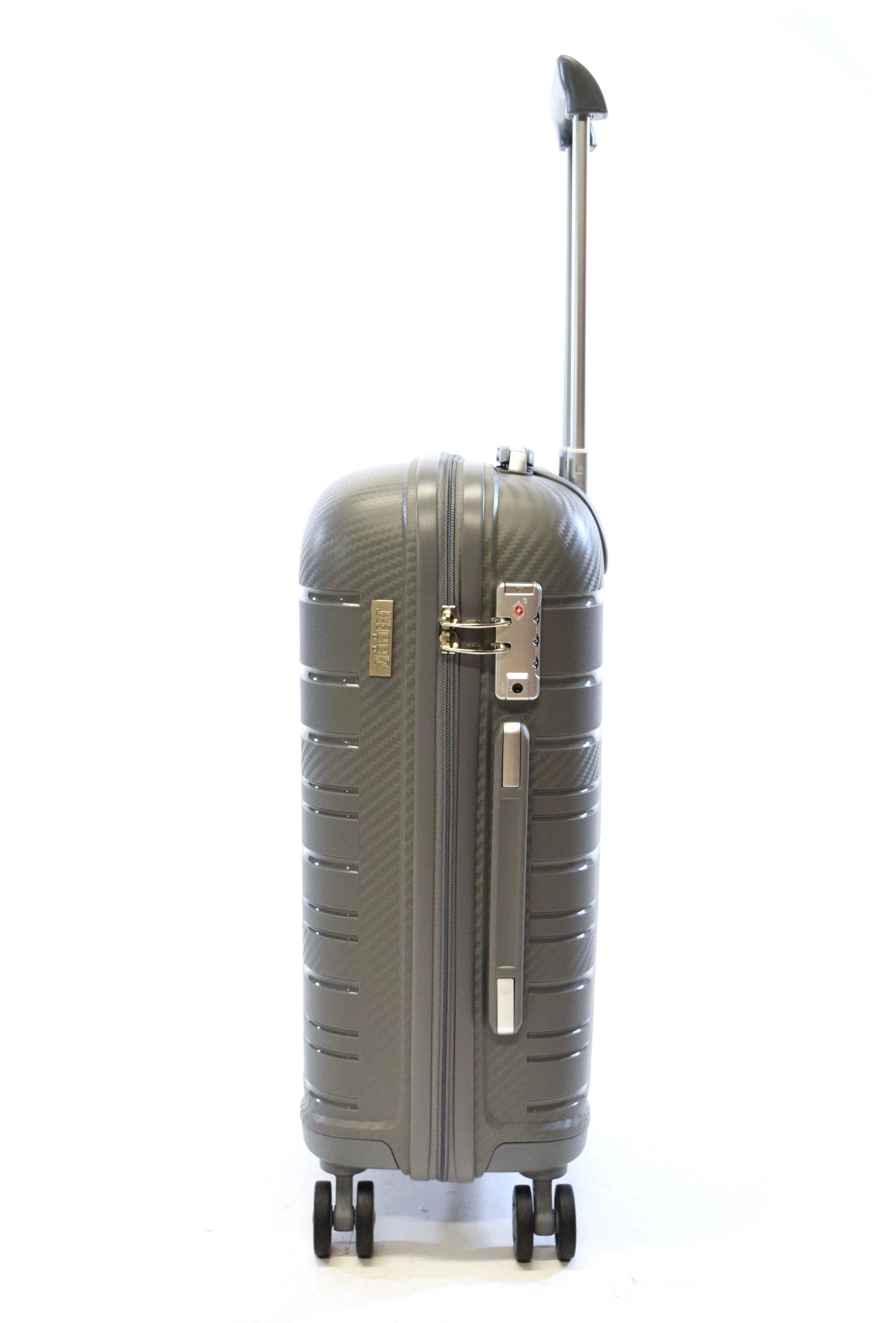 Zimmert Leather Trolley SCROLL-LIGHT bruchsicheres Polypropylen, 4 Rollen, 4 Rollen S 55 M 66 L 75 cm, 4 Rollen, Grau, Rot, Lila Blau, Schwarz