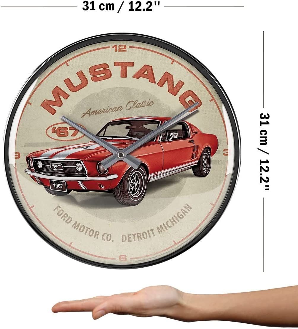 Mustang Wanduhr - Red Wanduhr Ford GT Nostalgic-Art - 1967