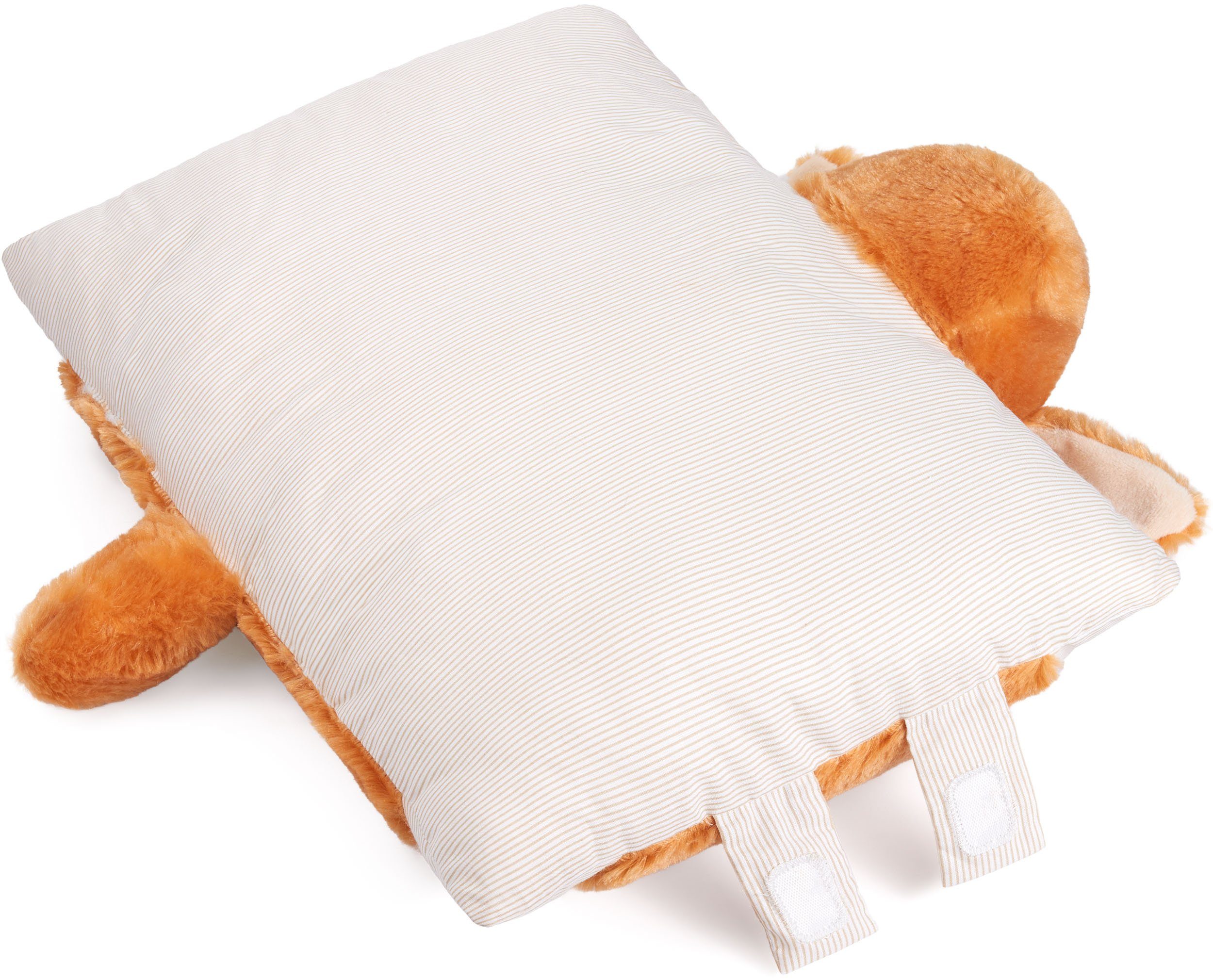 BRUBAKER Kuscheltier Kuscheltierkissen Hund - 2 in 1 Plüschtier und Kuschelkissen (40 x 30 cm, 1-St., Tierkissen Hundekissen Stofftier), Kuschelhund - aufklappbares Kinder Plüschkissen mit Klettverschluss