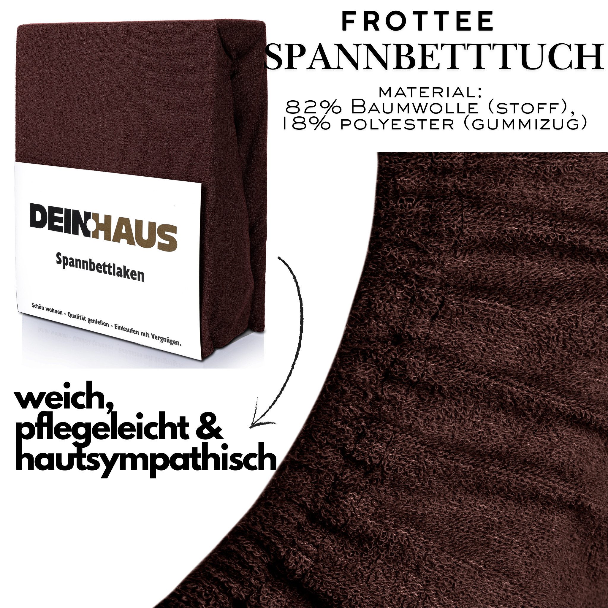 DH DEIN . HAUS Spannbettlaken Frottee SOFT, Baumwolle, Gummizug: rundum, (1 Stück), weich saugfähig atmungsaktiv Rundumgummi formstabil bis 20 cm – Bild 3 von 5
