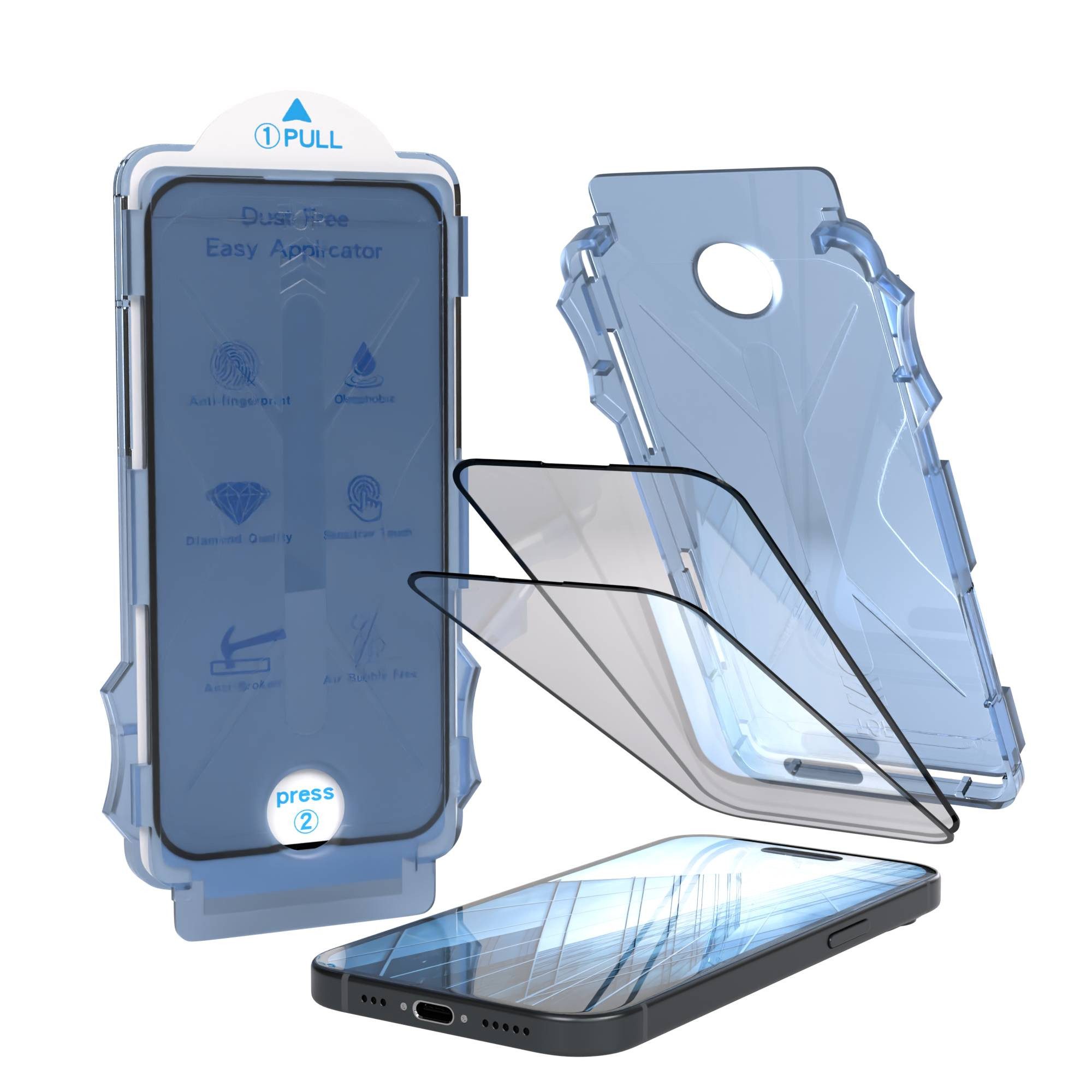 EAZY CASE Displayschutzfolie 2x Displayschutz für iPhone 15 Modell für Apple iPhone 15, 2er Set, Schutzglas iPhone 15, 2er Set Displayfolie Klar, Hartglas 0,7mm