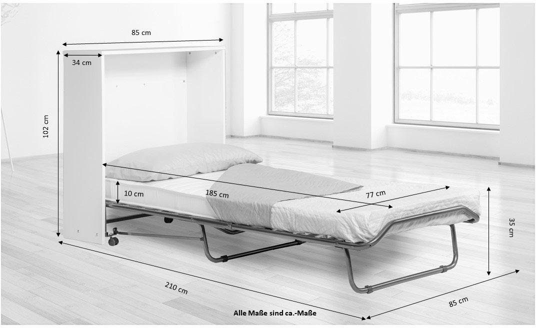 Home affaire Sognum wall bed including mattress, guest bed, folding bed