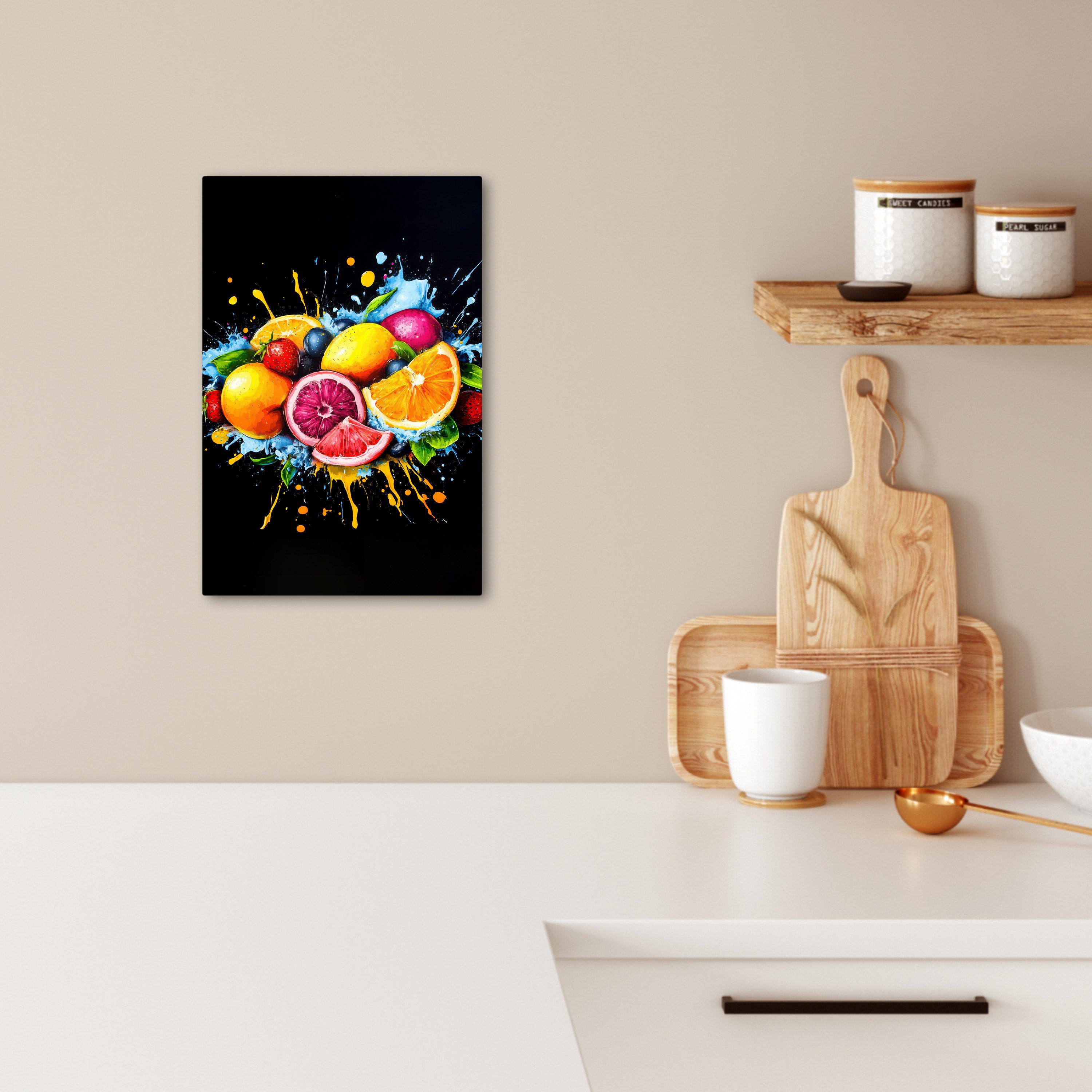 OneMillionCanvasses® Leinwandbild Obst - Graffiti - Bunt - Orange - Erdbeer günstig online kaufen