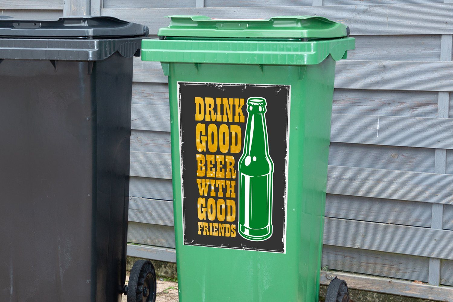 St), Wandsticker Vintage - (1 Mülltonne, Flasche Abfalbehälter Mancave - Bier Sticker, Mülleimer-aufkleber, - Container, MuchoWow