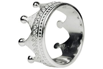 SILBERMOOS Silberring XL Kronenring mit Ornament, 925 Sterling Silber