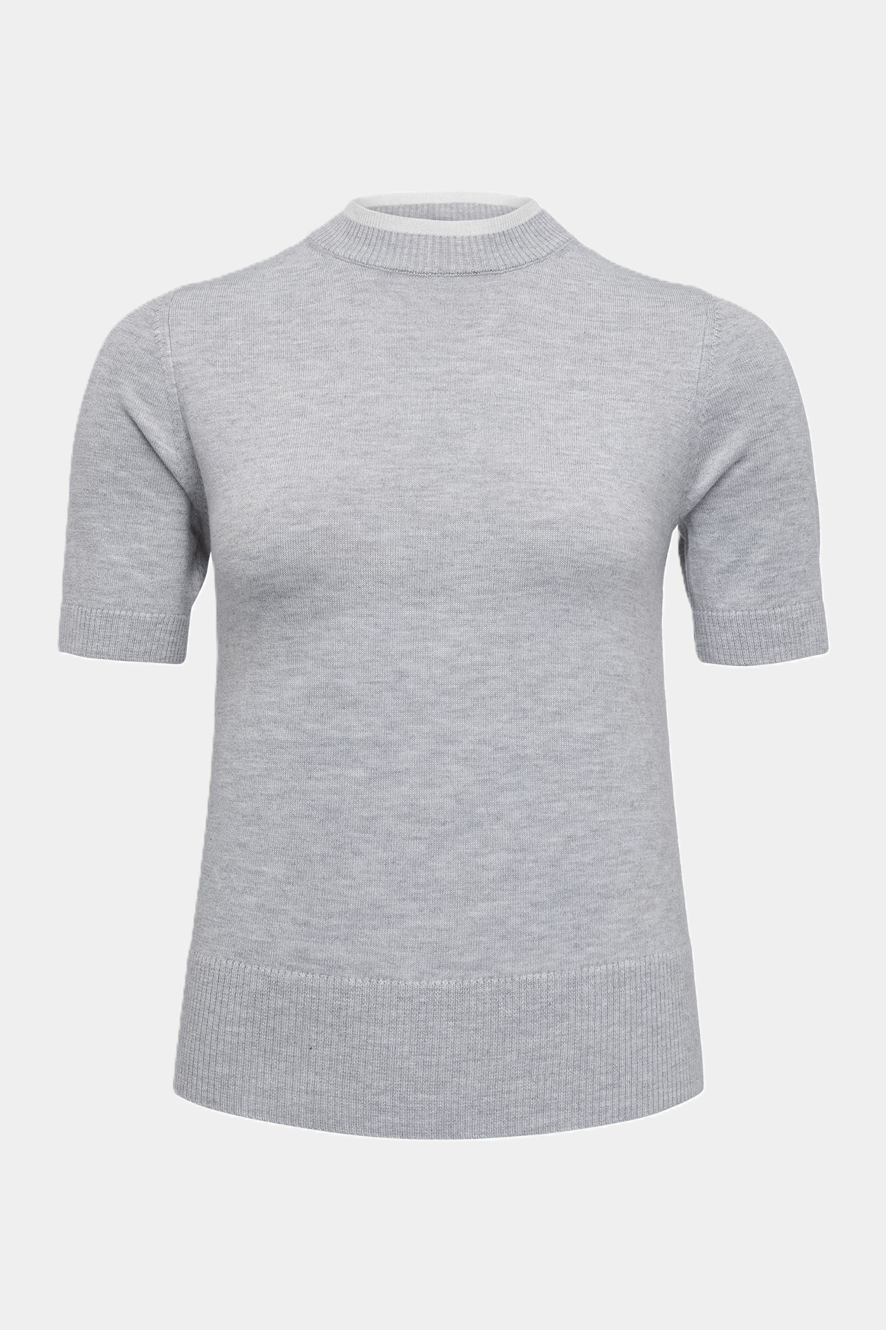 Cassis T-Shirt Cassis Strickshirt mit kurzen Ärmeln - LIGHT GREY