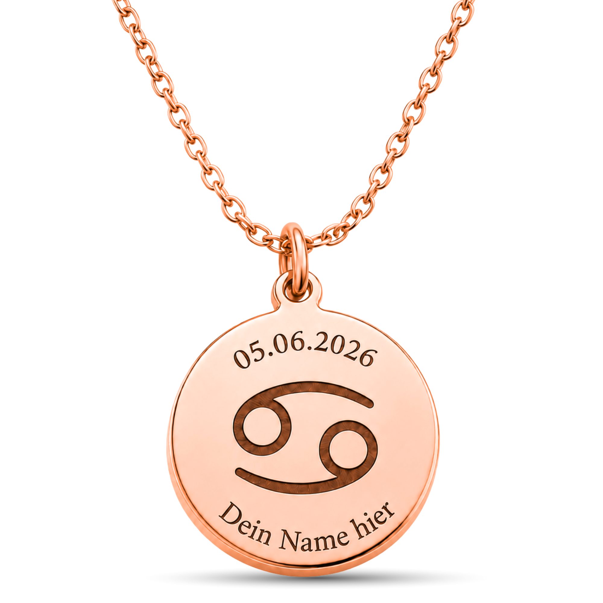 BS Schmuckdesign Kette mit Anhänger mit Gravur Personalisierte Halskette Damen Sternzeichen Name Datum Gravur (persönliche Gravur), inkl. Geschenkbox