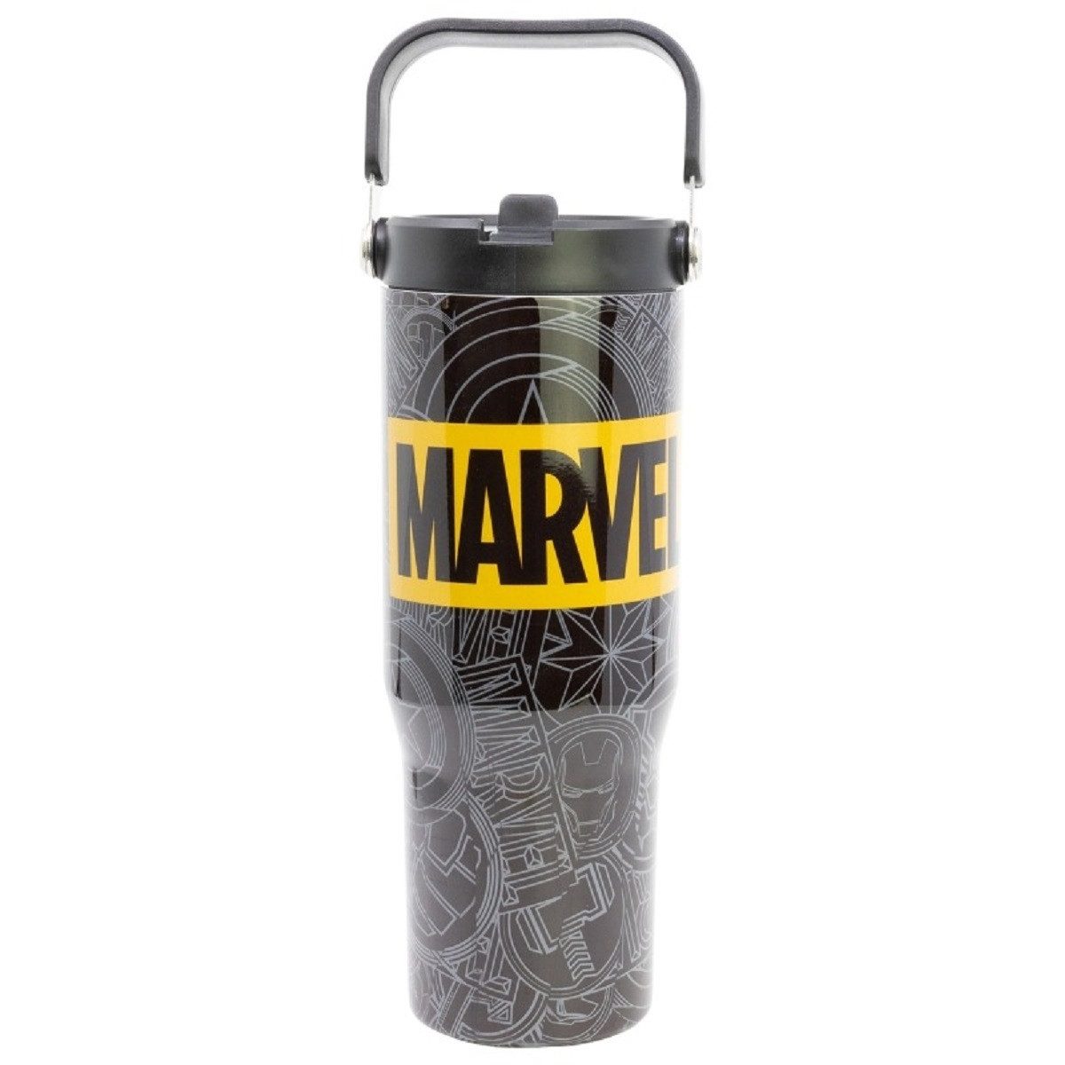 MARVEL Thermobecher Edelstahl Thermobecher 860 ml mit Griff und Klappdeckel, Edelstahl