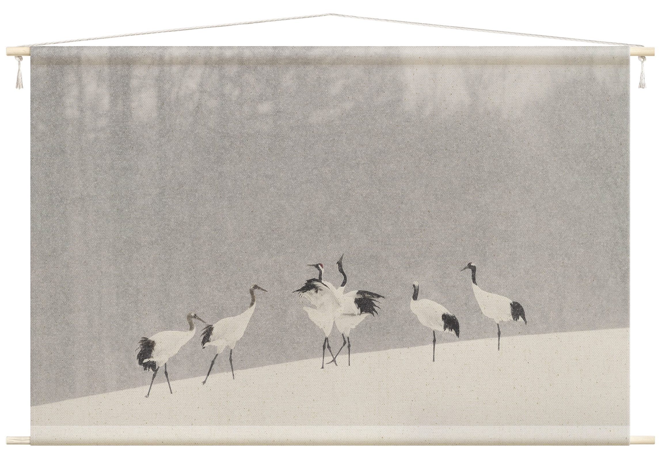 Bilderdepot24 Wandteppich modern Tiere Vögel grau, rechteckig, Höhe: 2.6 mm, großes Wandbild aus Natur-Baumwolle Wandbehang Stoffbild Tuch Wollseil