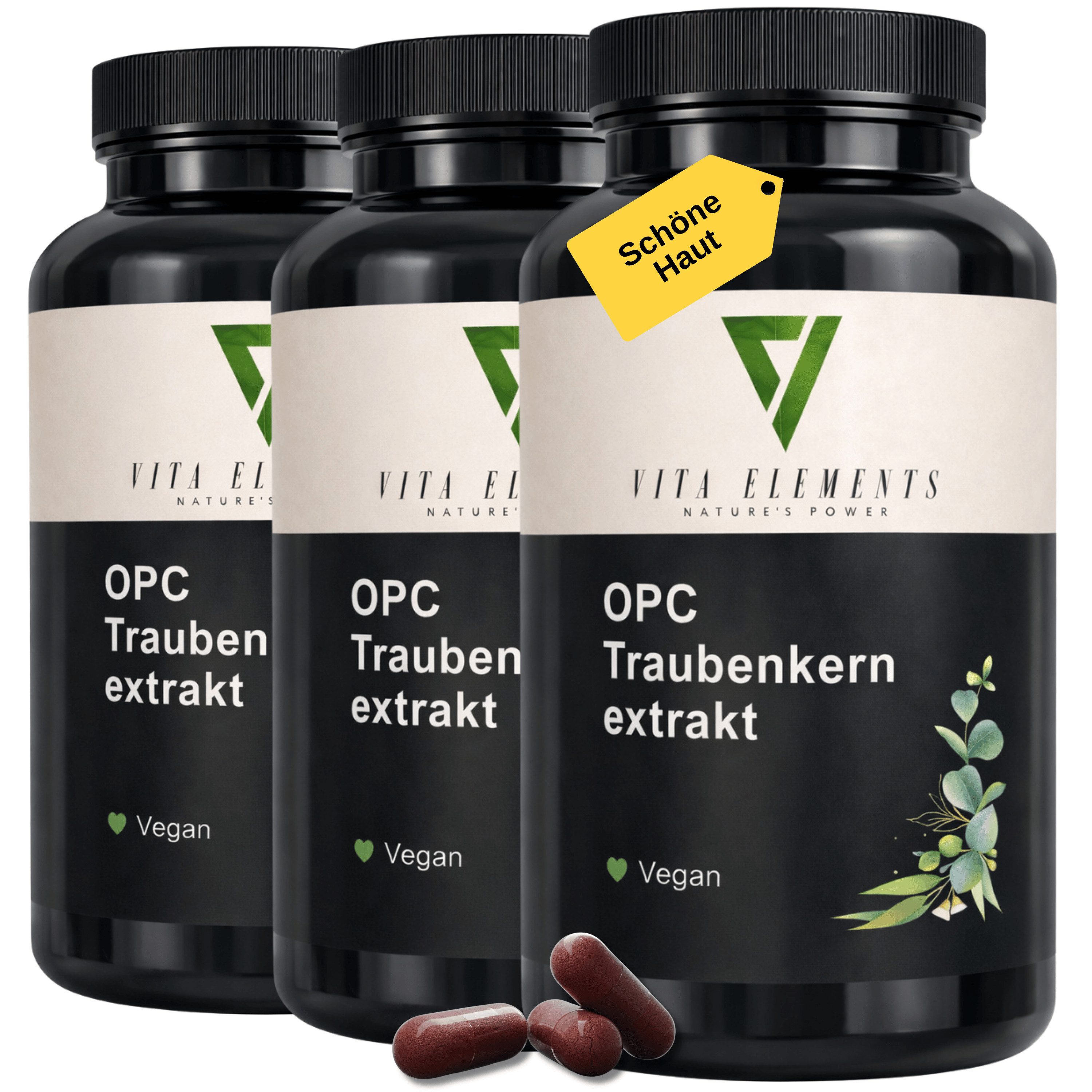 Vita Elements 3er Set OPC Traubenkernextrakt Kapseln