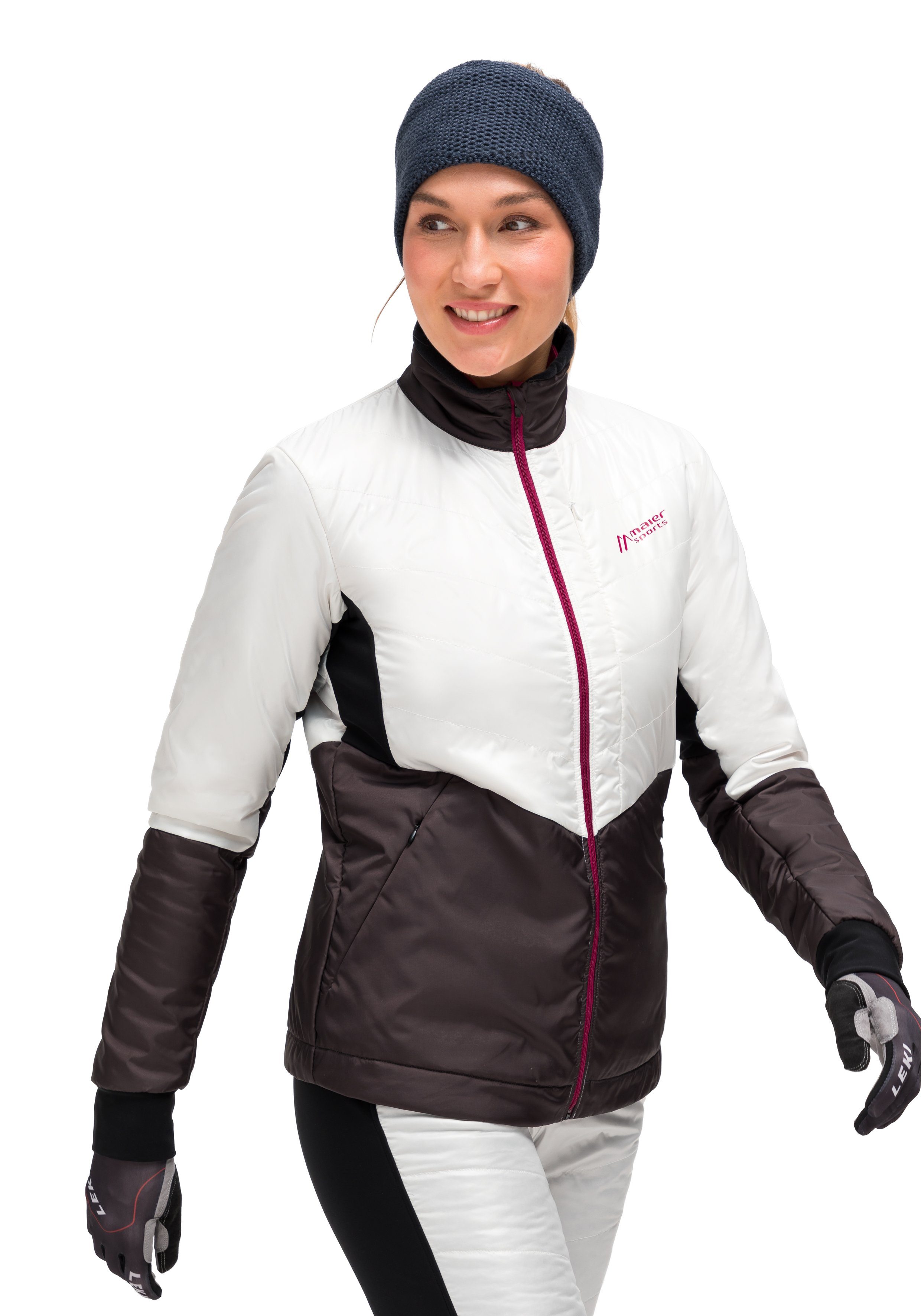 3 W Skijacke Skjoma Sports Langlaufjacke, wattierte Outdoorjacke geräumige Taschen Wool Maier weiß Damen mit