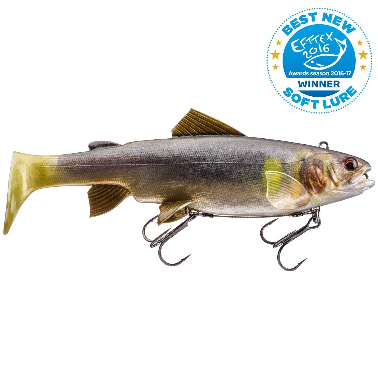 Daiwa Kunstköder, Prorex Live Trout Swimbait DF 180 18cm Live Ayu Gummifisch montiert