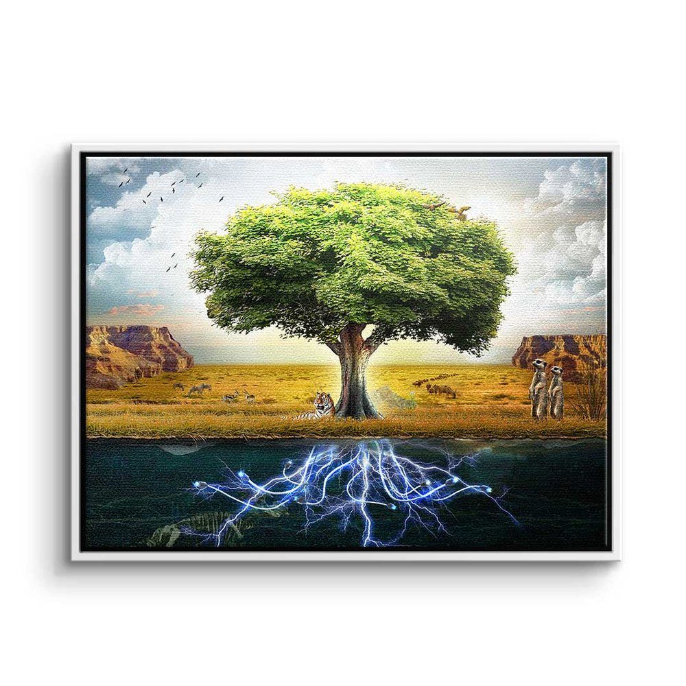 DOTCOMCANVAS® Leinwandbild, Premium Leinwandbild - Baum - Spiritual Tree - Motivationsbild - Min weißer Rahmen