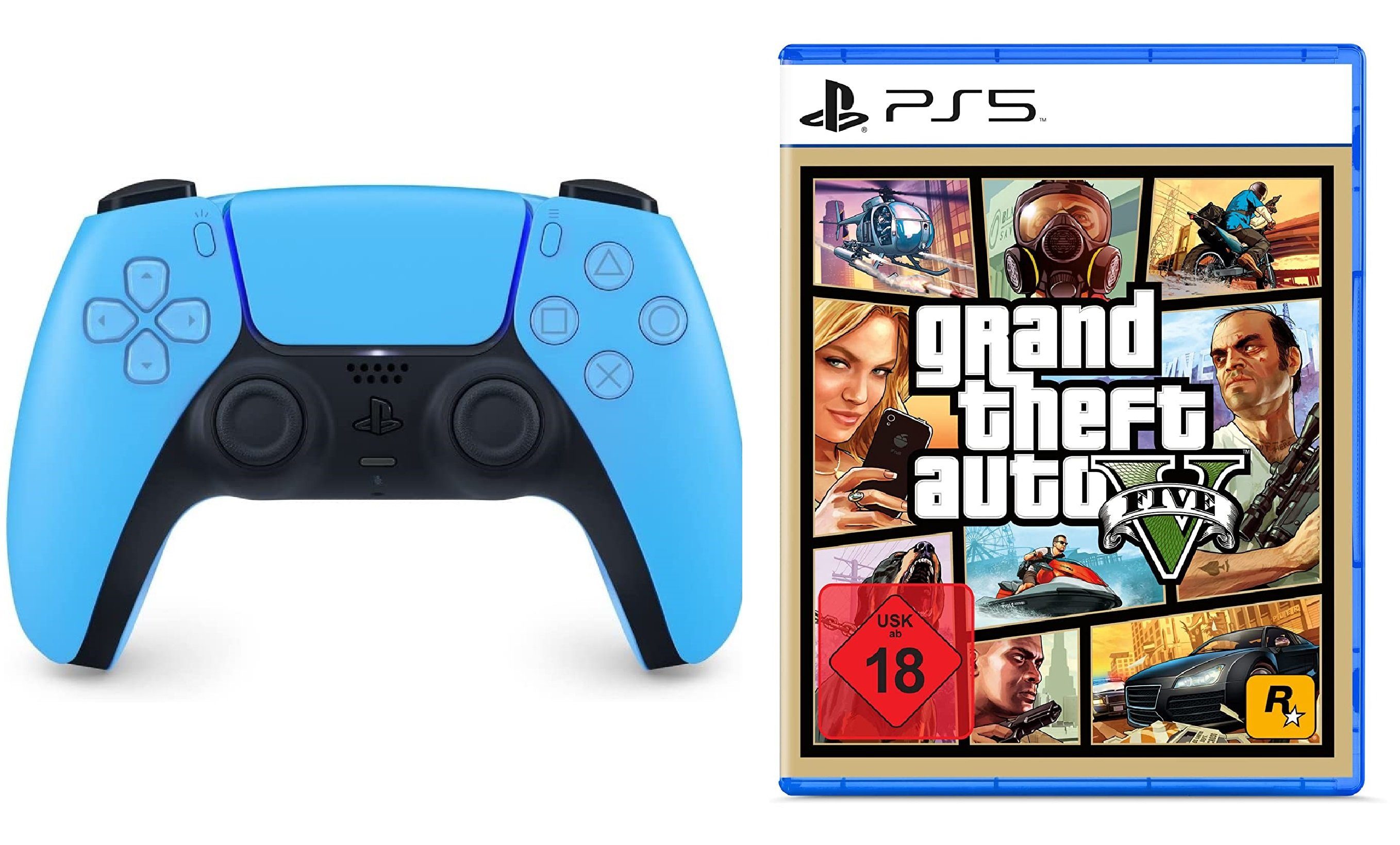 Playstation Playstation 5 Controller + GTA V PS5 Spiel - PlayStation 5- Controller (DualSense Wireless-Controller) | PS5-Controller