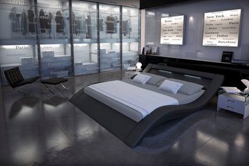 SalesFever Polsterbett, mit LED-Licht im Kopfteil, Lounge Bett in moderner Form, in Kunstleder