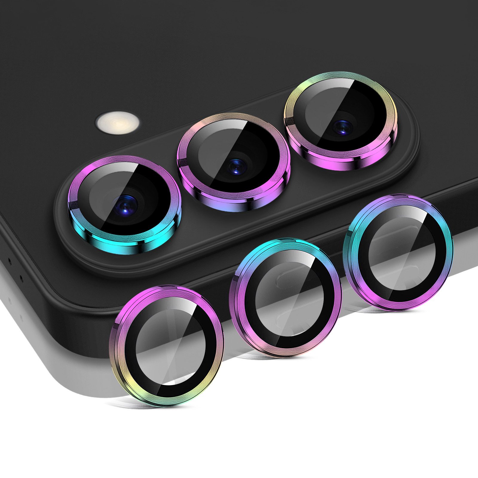 Tec-Expert Kameraschutzglas 9H Kameraglas Set in Regenbogenfarben für Samsung Galaxy S26 für Samsung Galaxy S26, Linsenschutzglas Set, 1 Stück, Kameraschutz, Schutzglas, Linsenschutz, kratz- & stoßfest