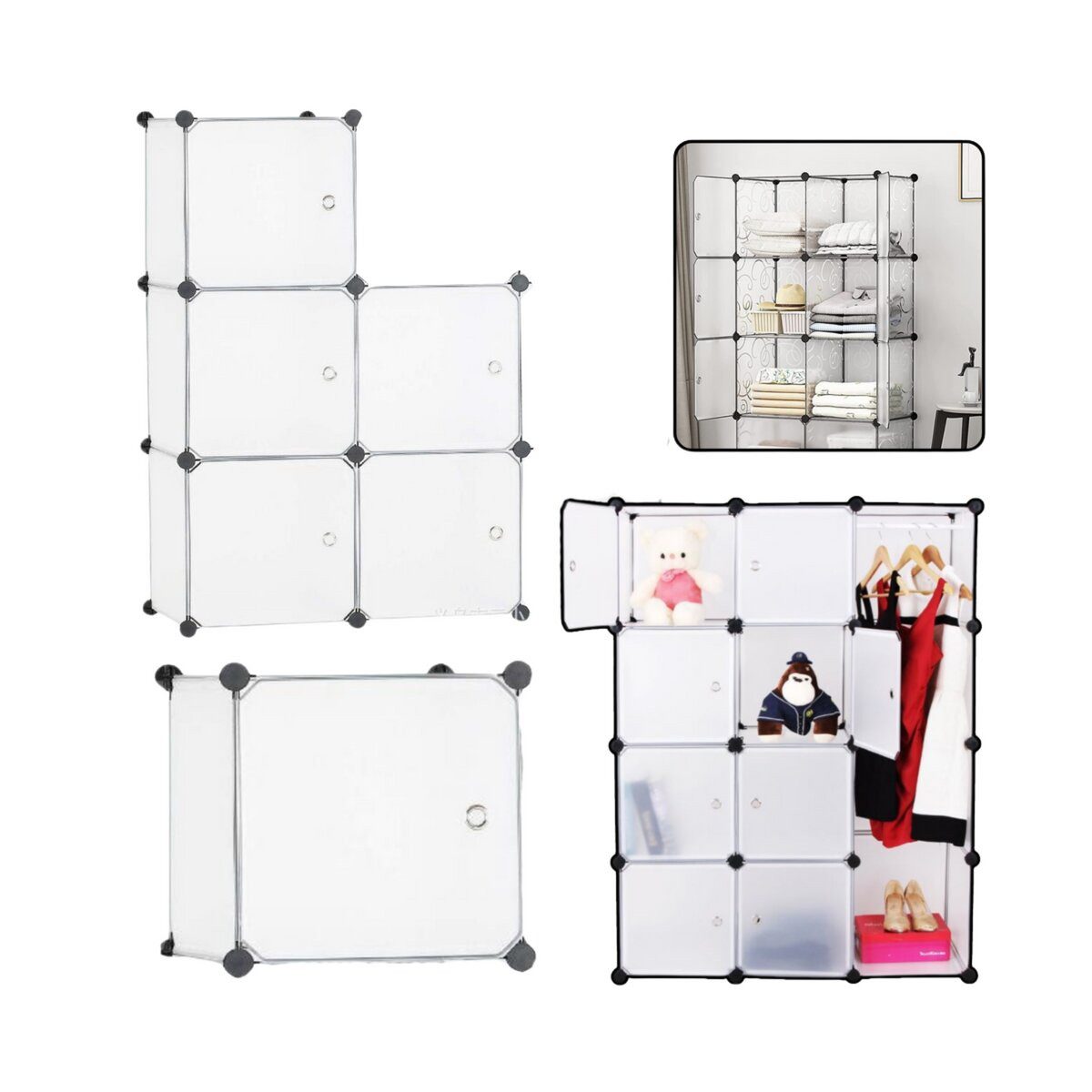 Wisam Schuhbox Modulares Schuhregal 5 Fächer transparent Stecksystem