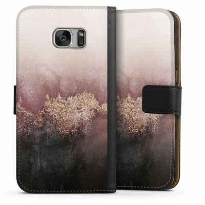 DeinDesign Handyhülle Glitzer Look Staub Elisabeth Fredriksson Pink Sky Dust Gold Print, Samsung Galaxy S7 Hülle Handy Flip Case Wallet Cover Handytasche Leder