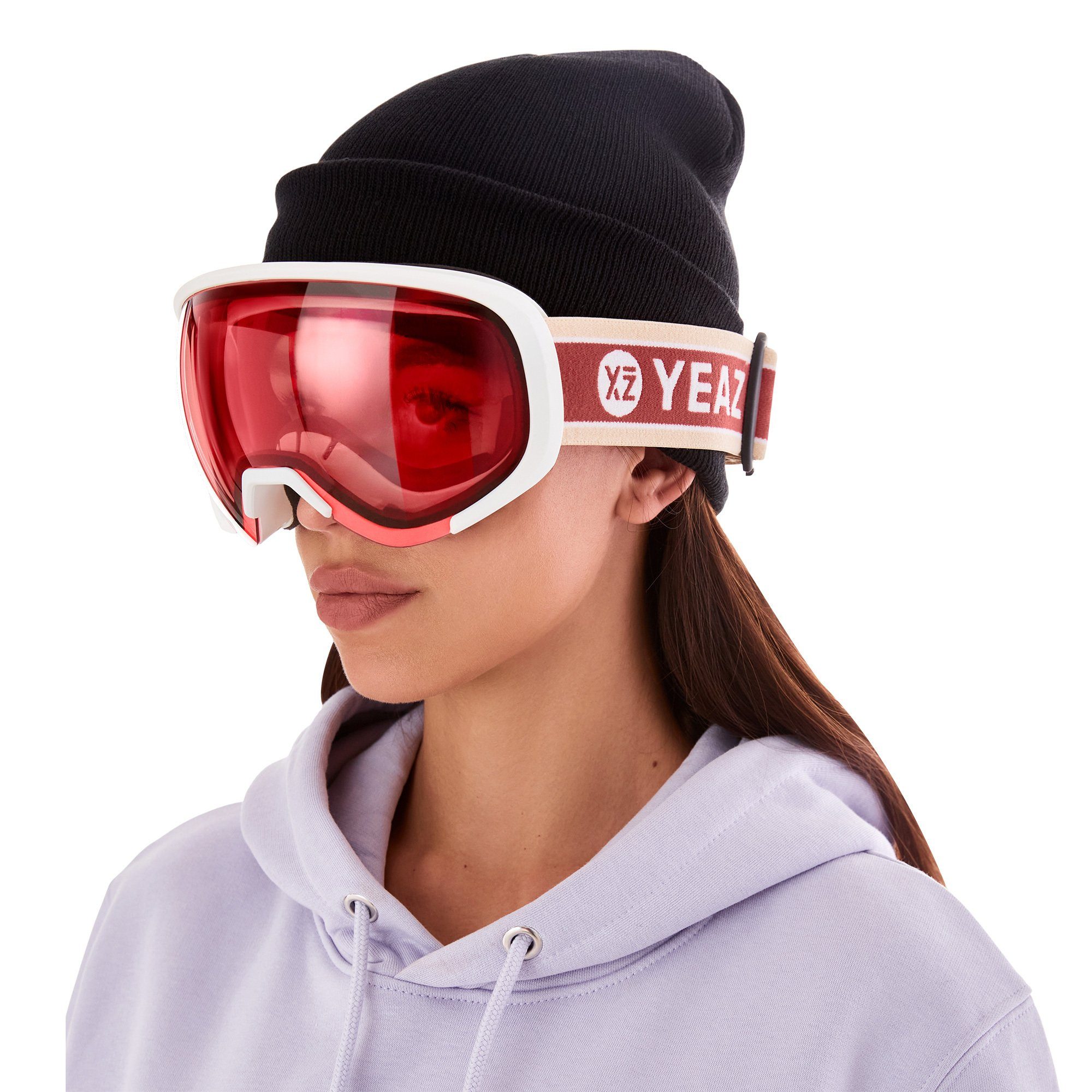 YEAZ Skibrille BLACK RUN ski- für snowboard-brille und Premium-Ski- rot/matt und und Jugendliche Erwachsene weiß, Snowboardbrille