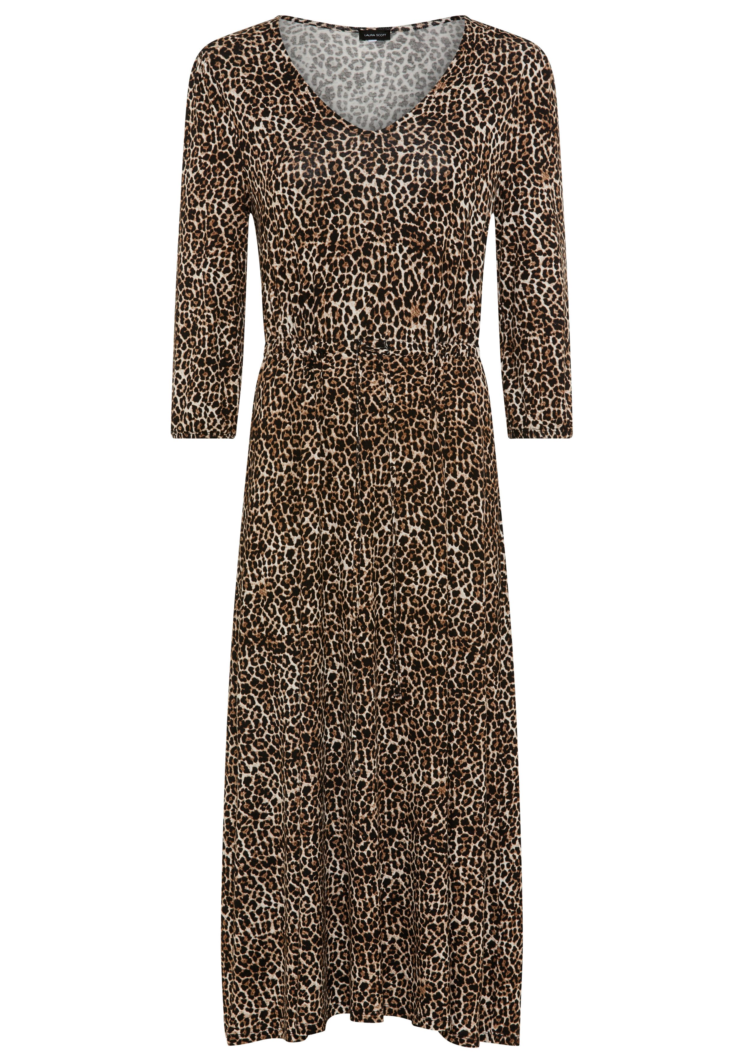 Laura Scott Midikleid im Leoparden-Print aus Single Jersey