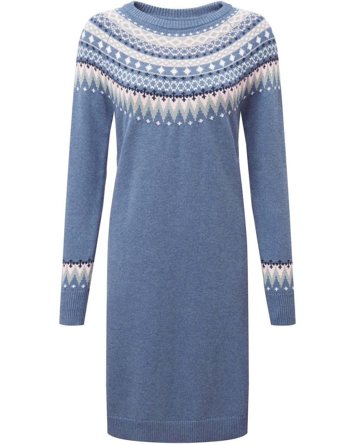 Strickkleid Langarm-Kleid Shetland Fairisle