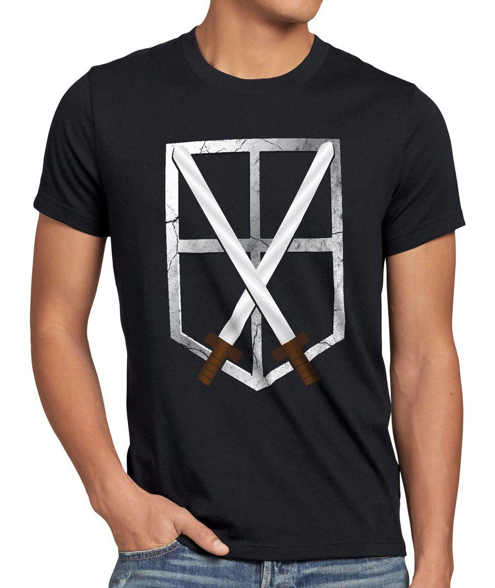 style3 Print-Shirt Herren T-Shirt Ausbildungstruppe Titan Emblem Riesen Attack on AoT Eren Wappen