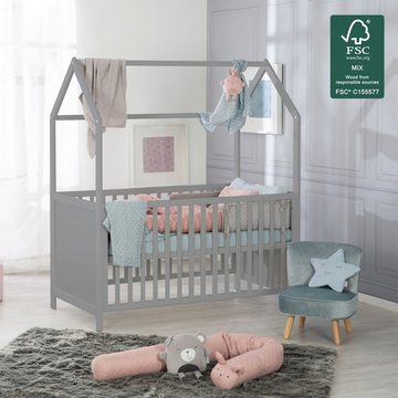 roba® Babybett Hausbett 70/140, taupe, FSC®-Holz aus gewissenhaft bewirtschafteten Wäldern