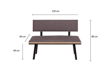 kundler home Sitzbank mit Lehne 'Die Elegante' L120cm, Füße massiv