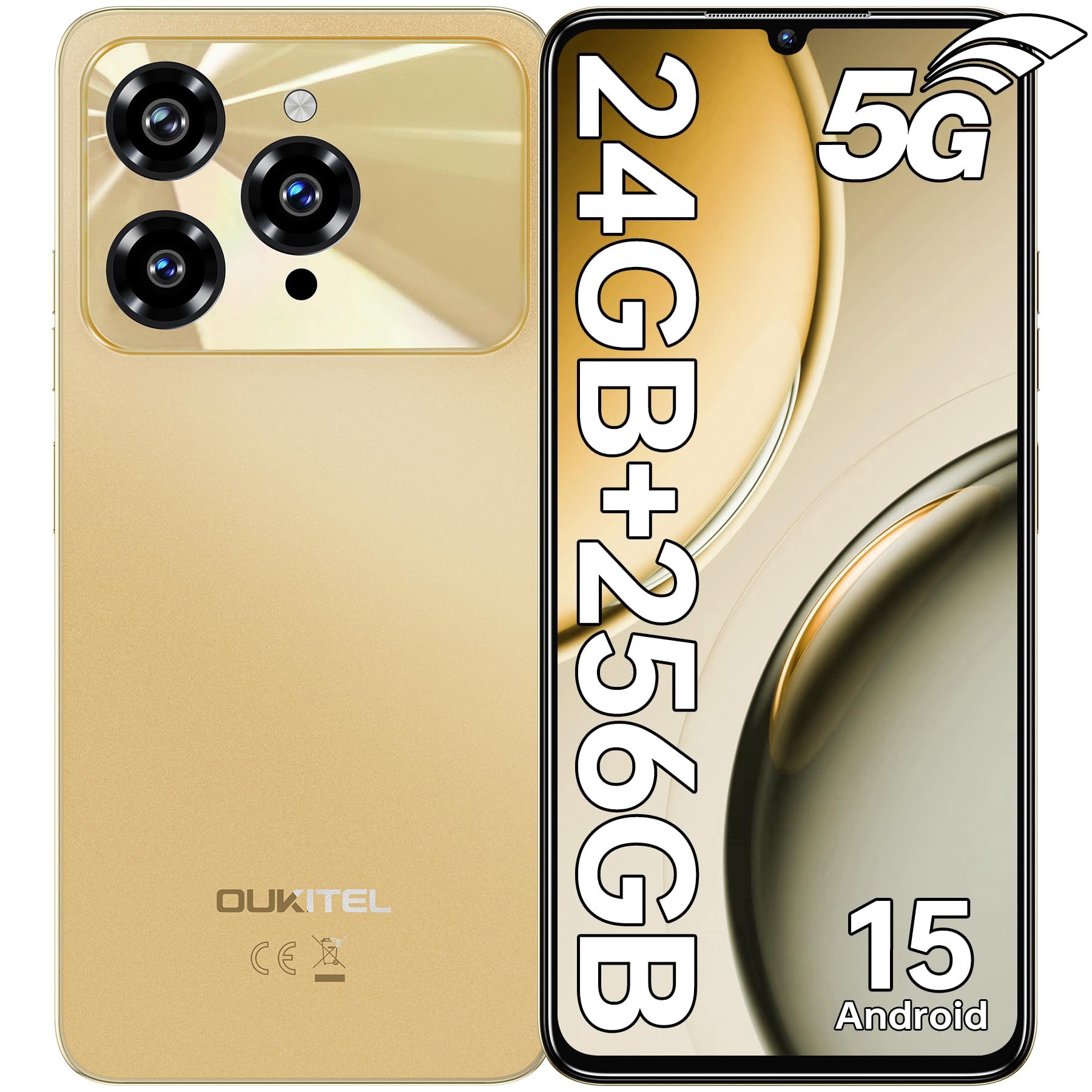 OUKITEL C6 5G, 6,8‘’, Android 15 Smartphone (17,27 cm/6.8 Zoll, 256 GB Speicherplatz, 50 MP Kamera, 5150mAh, 24(8+16)GB+256GB /1TB, 6.8" HD+ 90Hz, GPS, 5G Dual SIM)