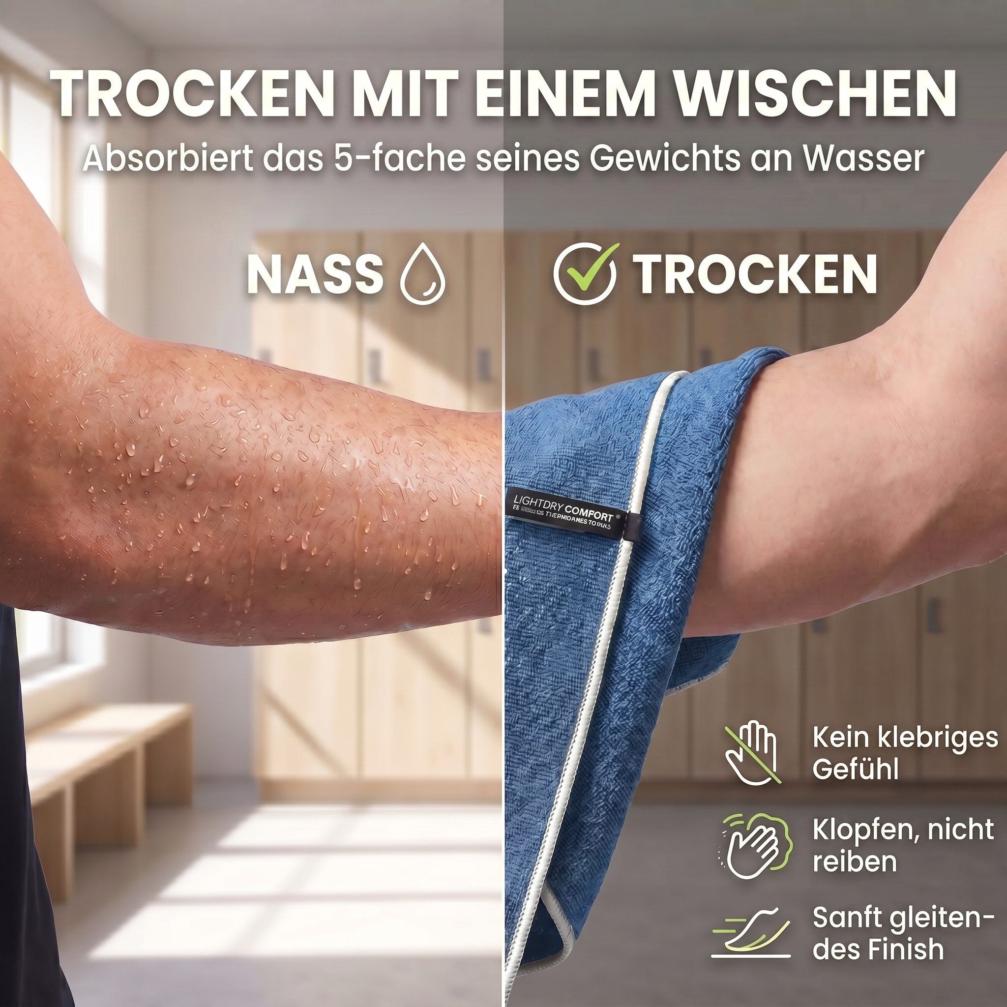 LightDry Reisehandtuch LightDry Reisehandtuch – Leichtes Mikrofaser-Sport und Strandhandtuch, Sport, Strand & Badehandtuch – Bild 4 von 5