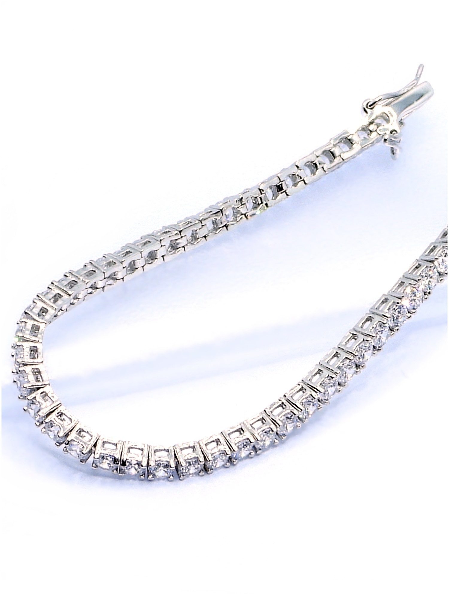 Goldene Hufeisen Tennisarmband Zirkonia Kristall Armband 925 Sterling-Silber 18 cm, Diamantschliff