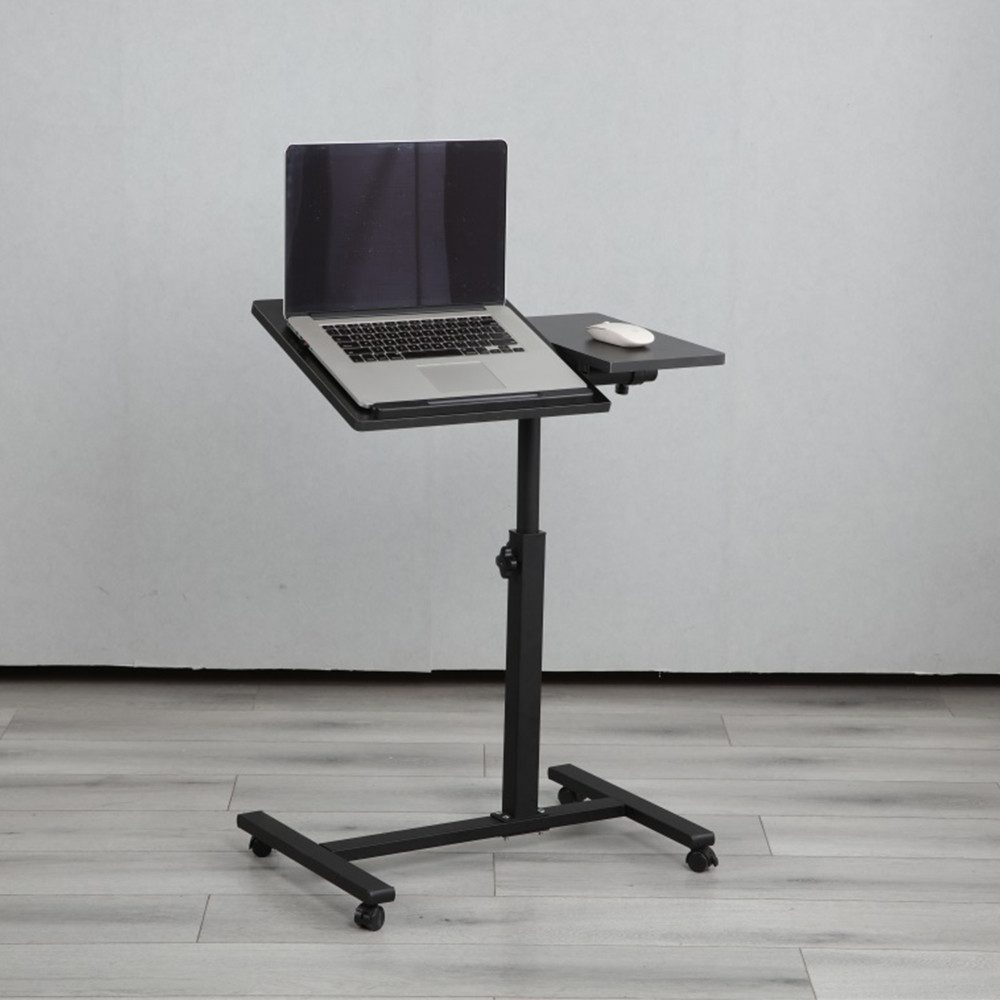 JEOBEST Laptoptisch Beistelltisch Mit Rollen, C-förmiger Couchtisch mit Holzplatte, (1-St) Höhenverstellbar 58 - 90 cm, 0-360° Neigbar