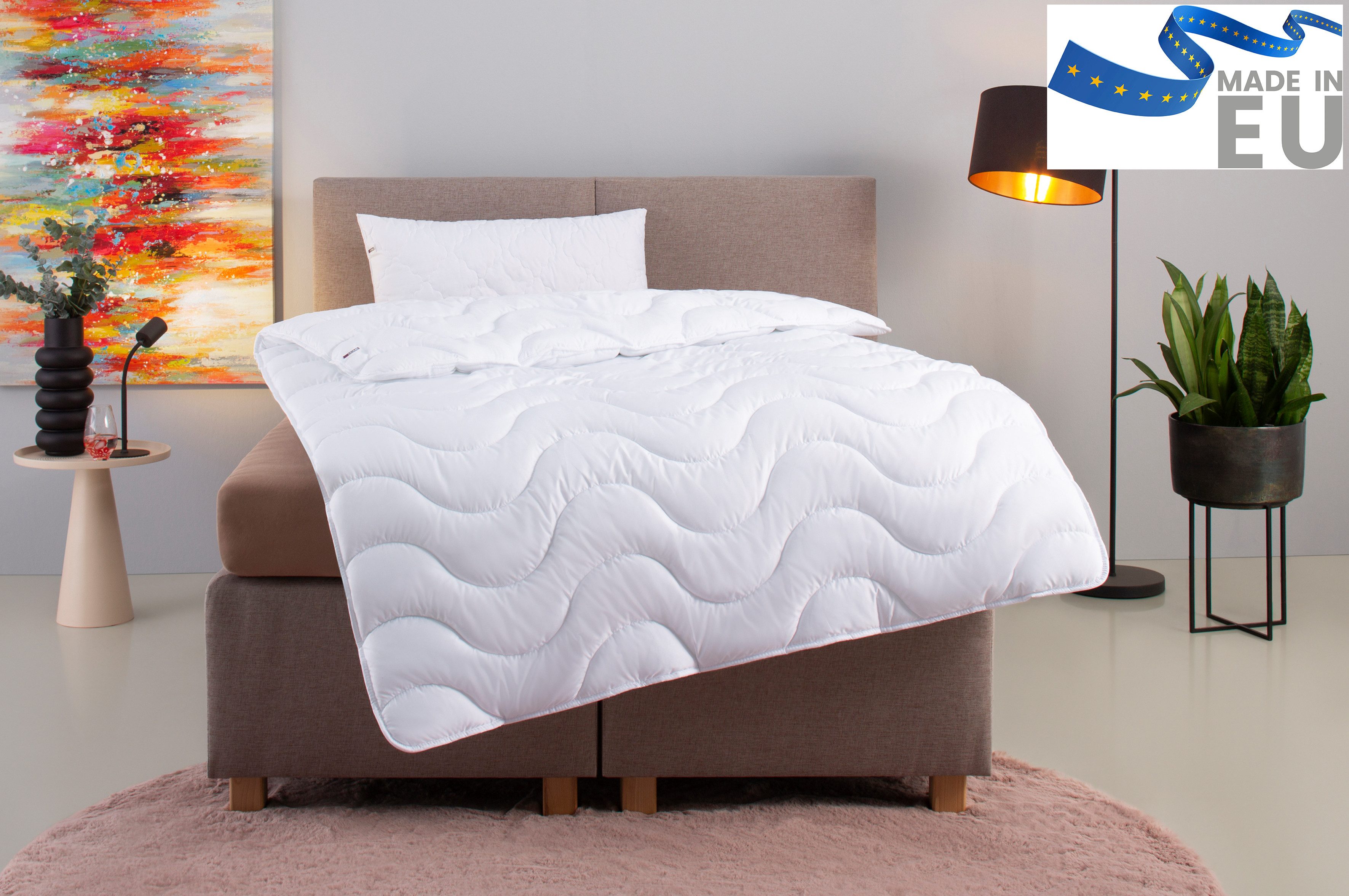 OTTO home Microfaserbettdecke + Microfaserkissen Mailo, Bettdecke 135x200 cm, 155x220 cm, Bezug: weich, 2-tlg., Set mit Kissen 80x80 cm, Sommer, Winter