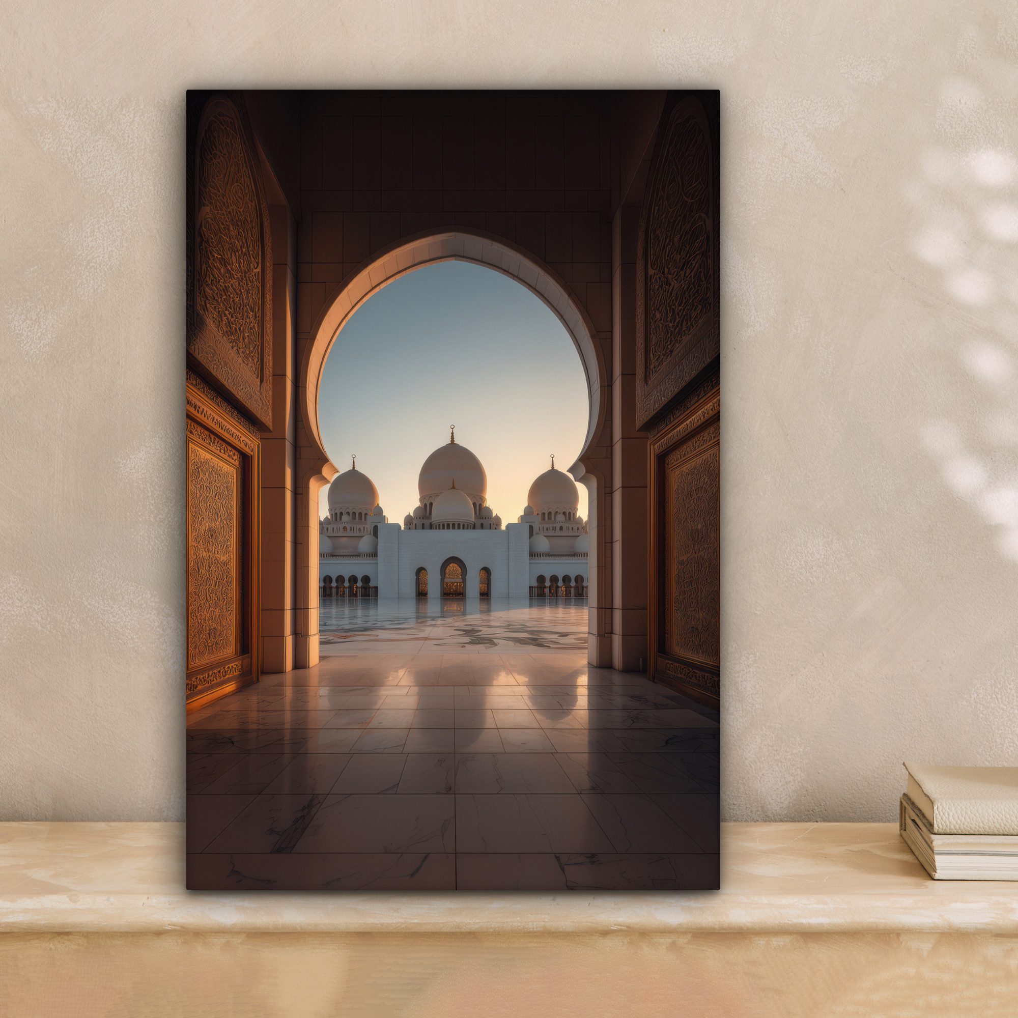 OneMillionCanvasses® Leinwandbild Sonnenaufgang - Weiße Kuppeln - Platz - M günstig online kaufen