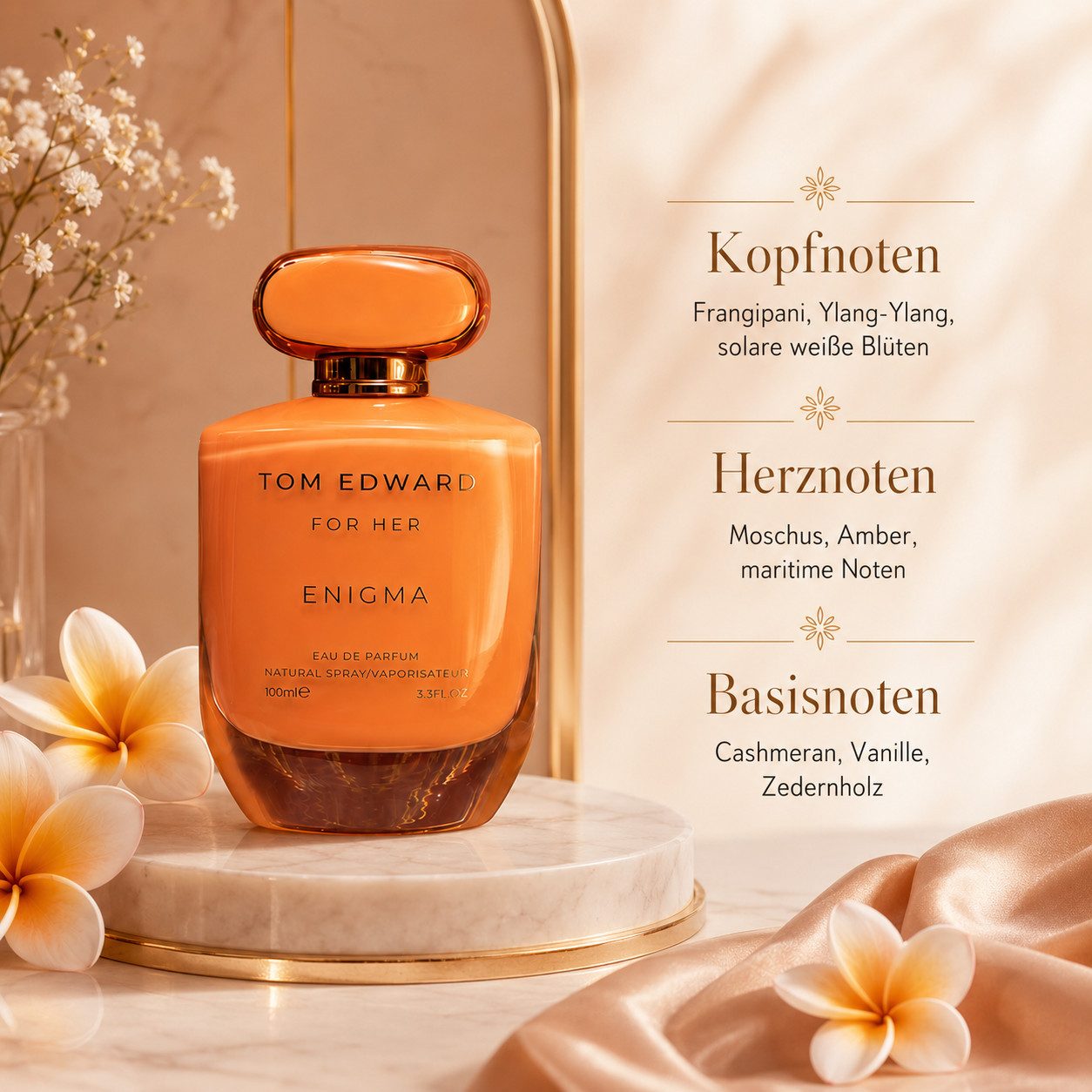 TOM EDWARD Eau de Parfum Tom Edward Enigma for Her Damenduft Floral Holzig Amberartig e100 ml, Hergestellt in UK, luxuriöser Damenduft, langanhaltend Premium Duft