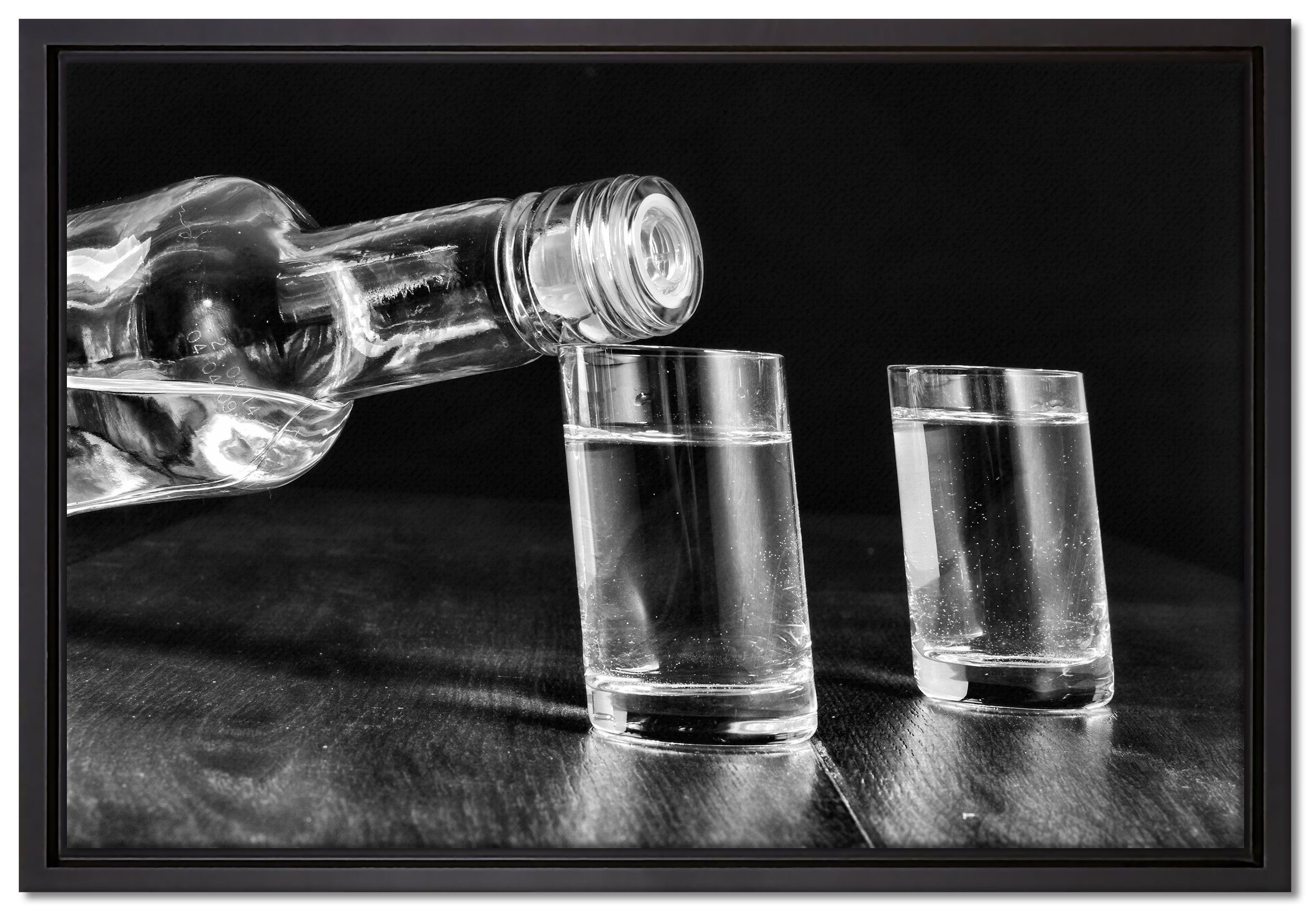 Pixxprint Leinwandbild Vodka Whisky Party, Wanddekoration (1 St), Leinwandbild fertig bespannt, in einem Schattenfugen-Bilderrahmen gefasst, inkl. Zackenaufhänger
