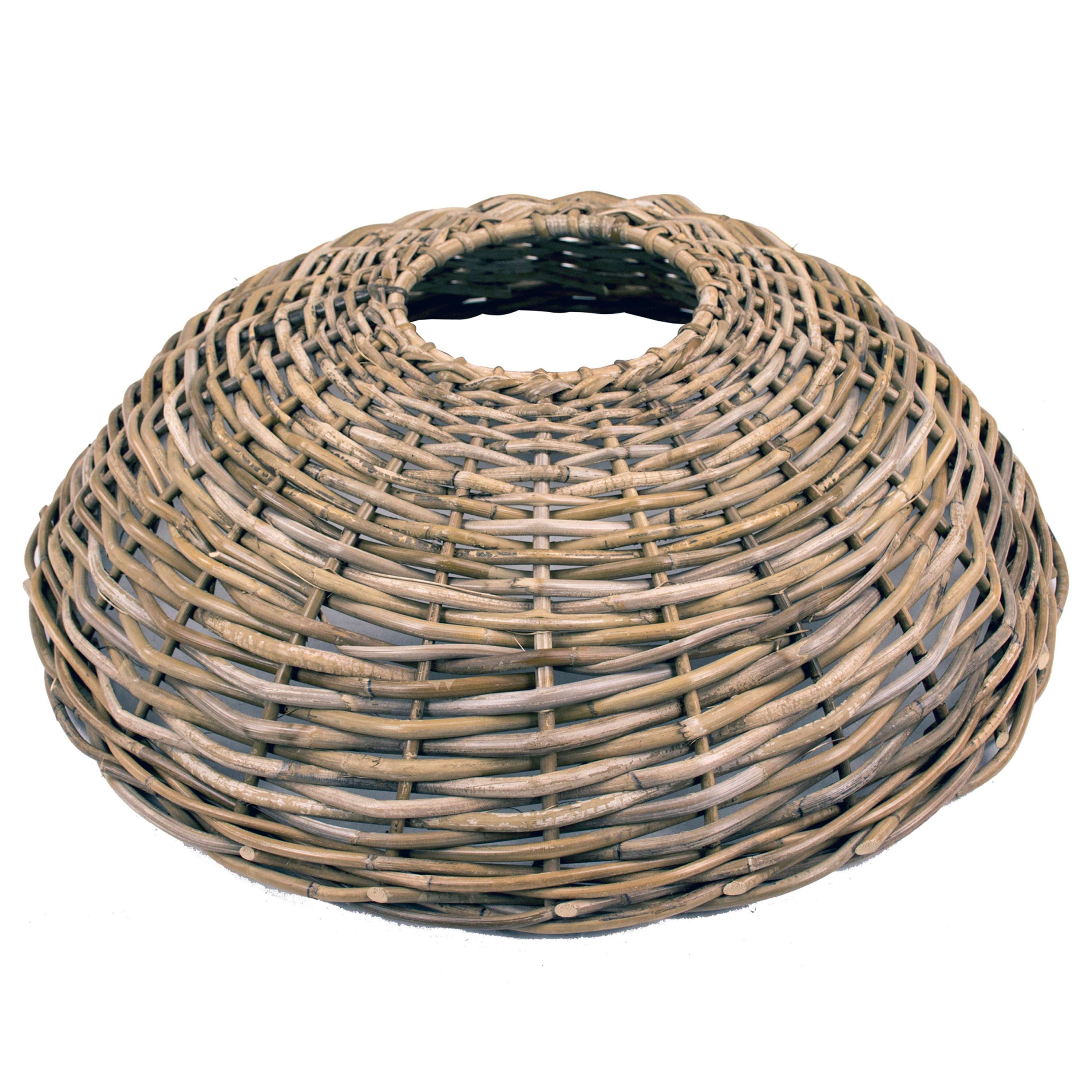 artplants Weihnachtsbaumdecke Weihnachtsbaumkorb Jericho aus Rattan, grau-braun, 21cm, Ø87cm