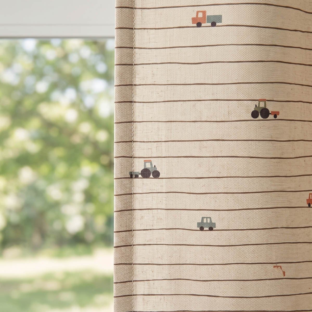SCHÖNER LEBEN. Vorhang Vorhang Leinenlook Fahrzeuge Streifen natur bunt 245x130cm, Smokband, blickdicht, Baumwolle, aus recyceltem Material