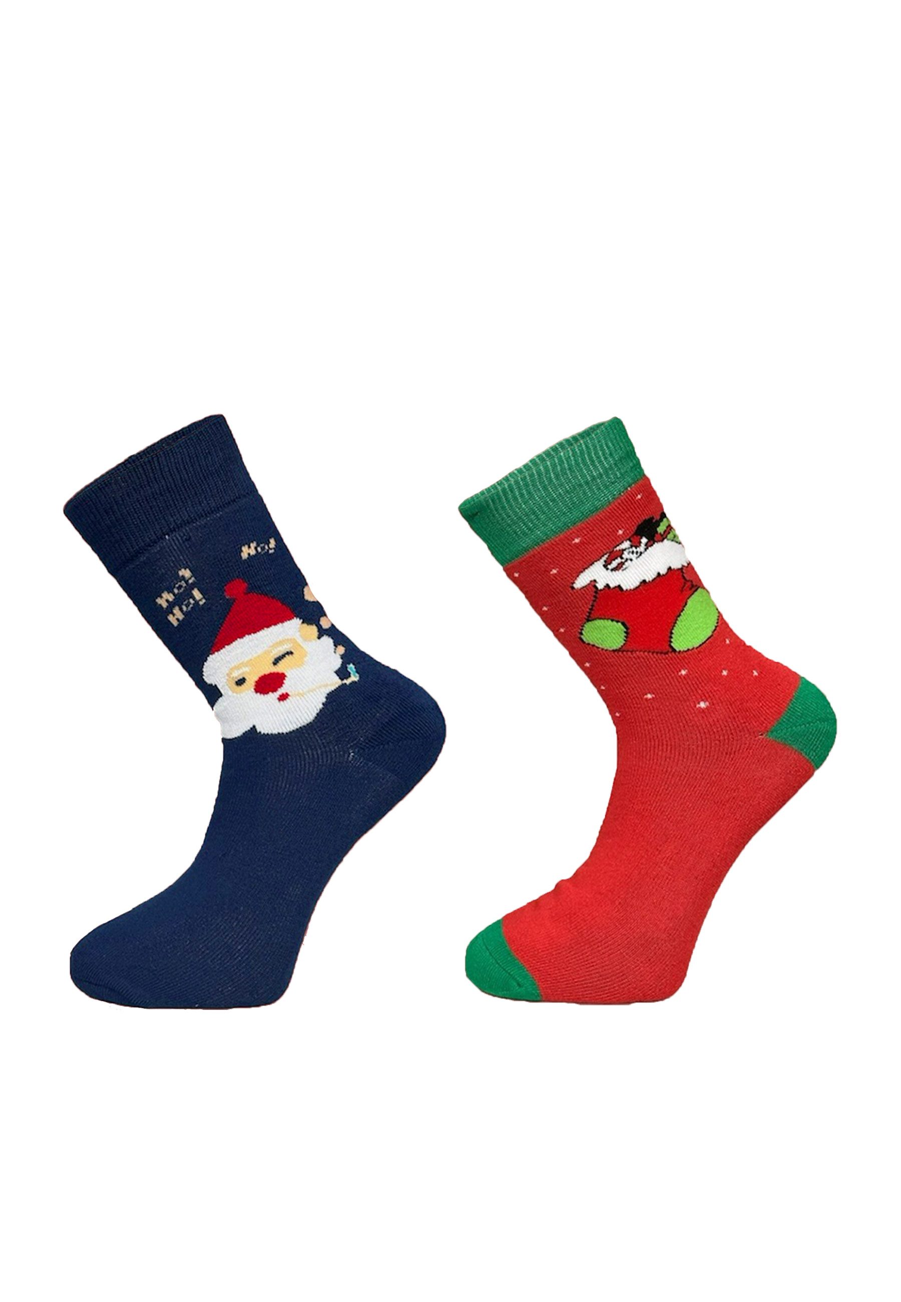 Socken Herren Weihnachtssocken 2er Set mit Weihnachtsmotiv aus Baumwolle